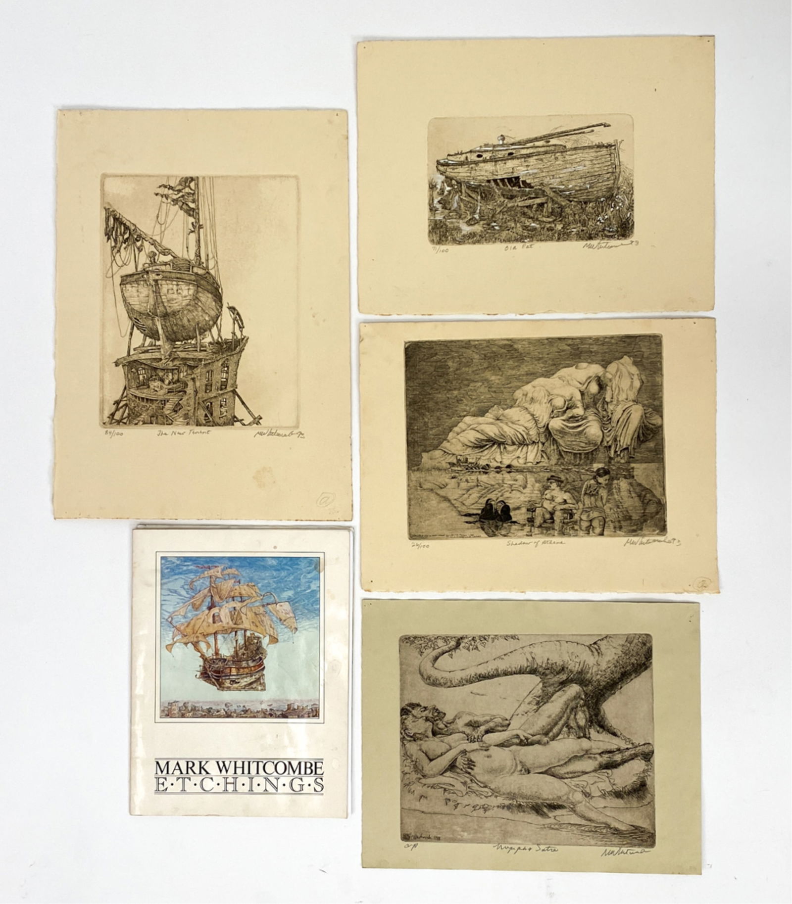 (4) MARK WHITCOMBE B. 1942 ETCHINGS WITH BOOK (1 of 17)