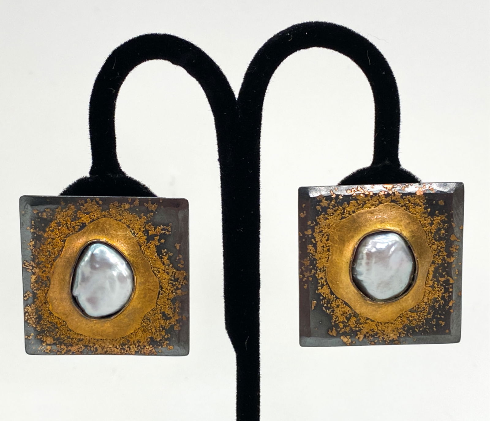 MICHAEL ZOBEL SILVER, 18K & BAROQUE PEARL EARRINGS (1 of 5)