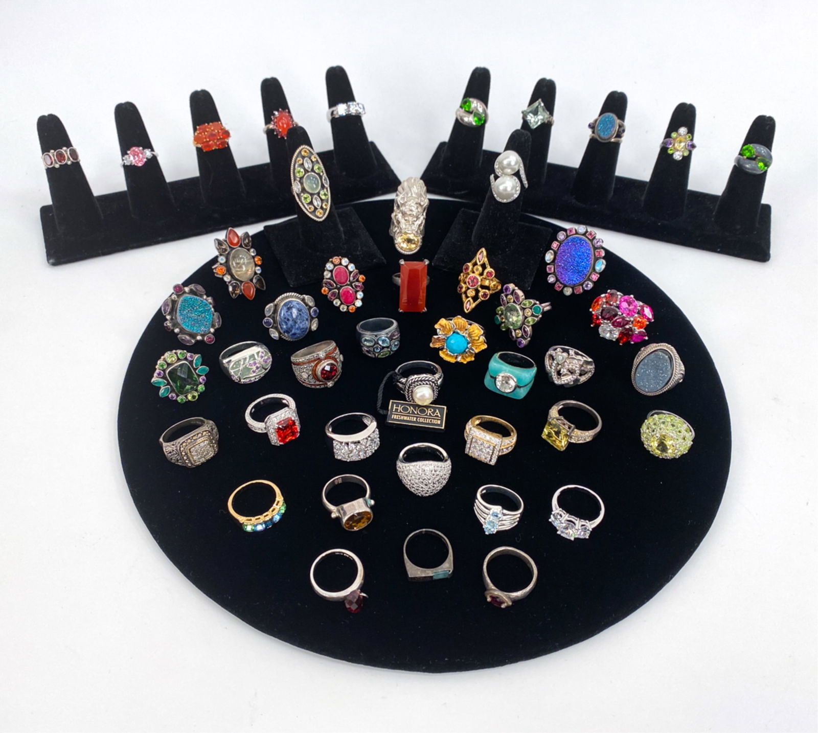 GROUPING OF STERLING SILVER COCKTAIL RINGS (1 of 20)