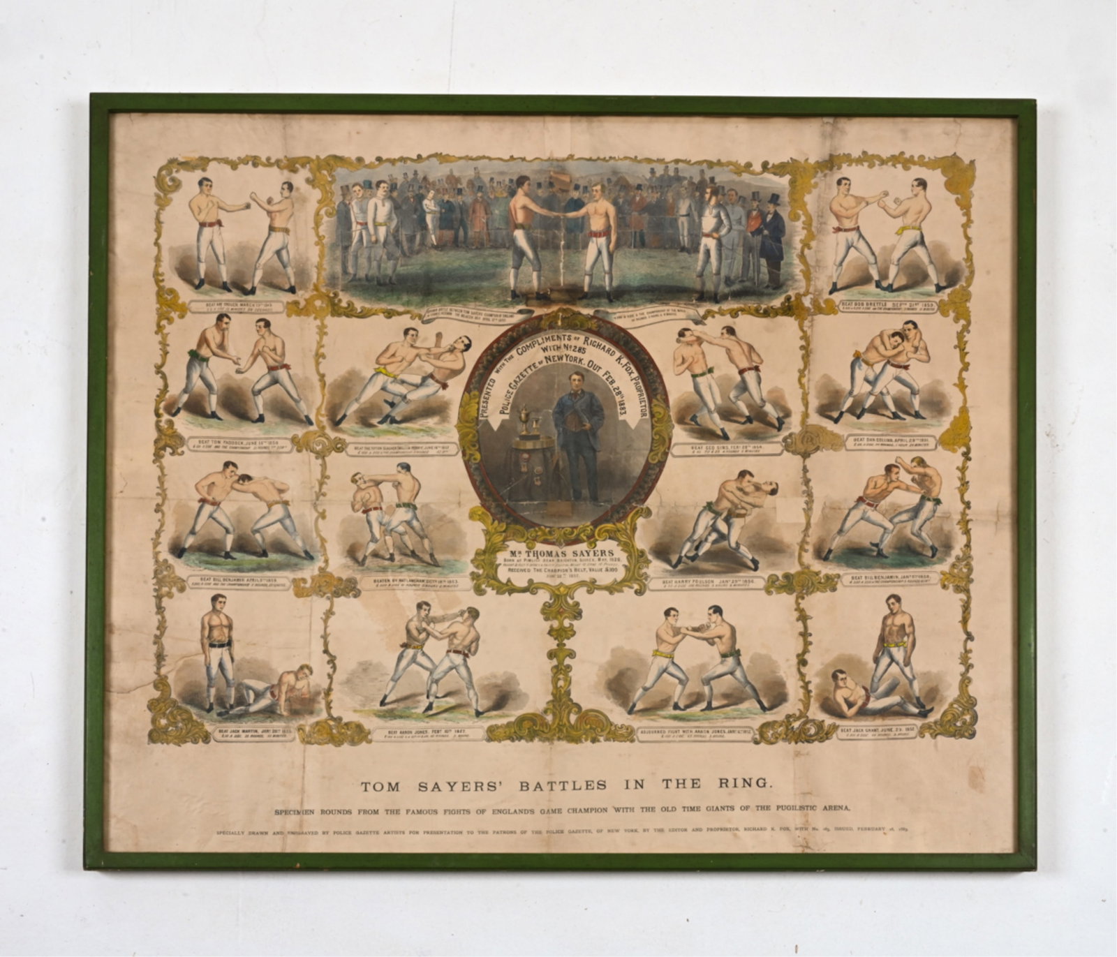 TOM SAYERS EARLY BOXING COLOR ENGRAVING, C. 1883 (1 of 9)