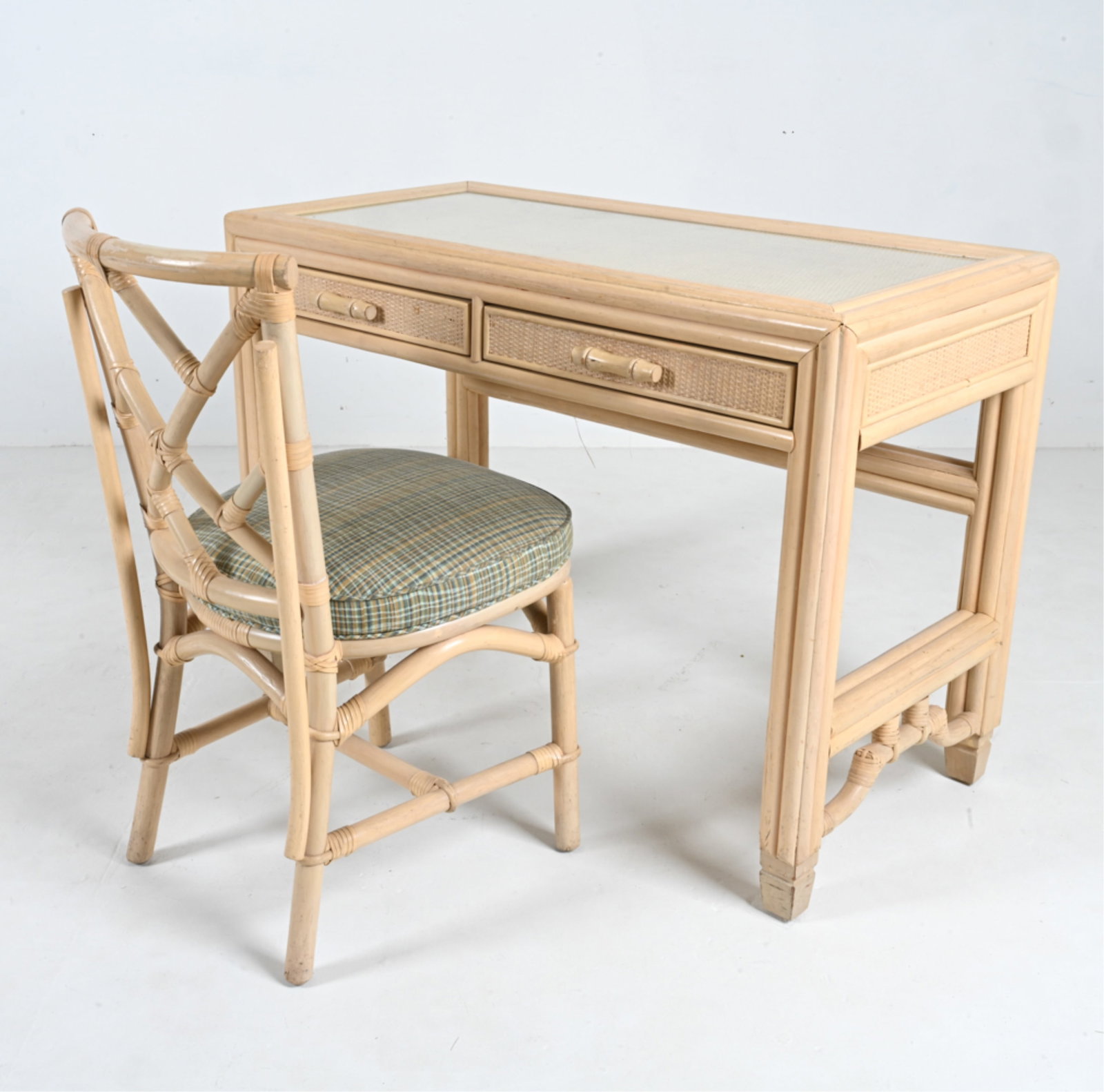 CHINOISERIE PAINT-DECORATED RATTAN DESK & CHAIR (1 of 20)