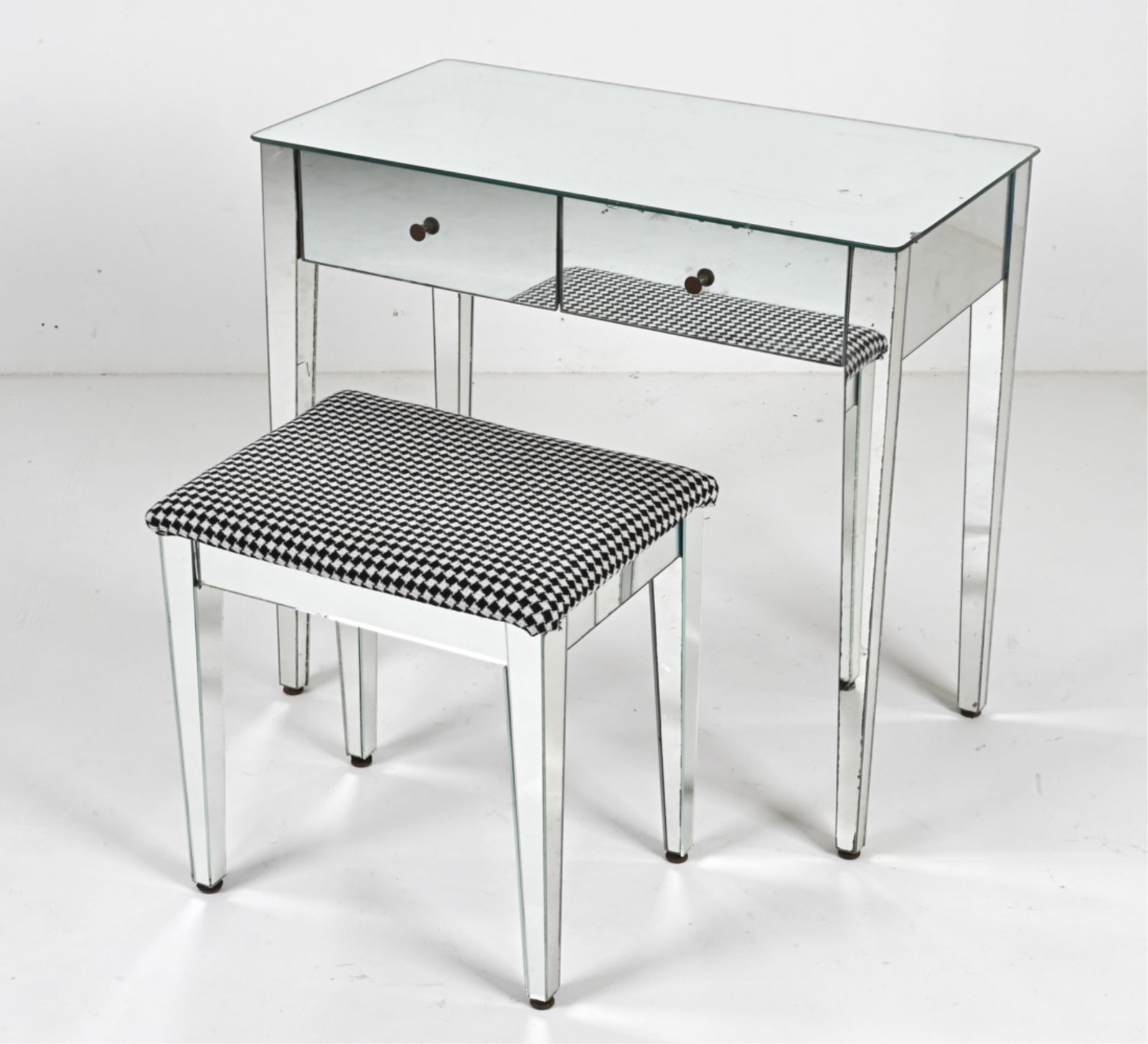 HOLLYWOOD REGENCY MIRRORED VANITY SET, C. 1940'S (1 of 17)
