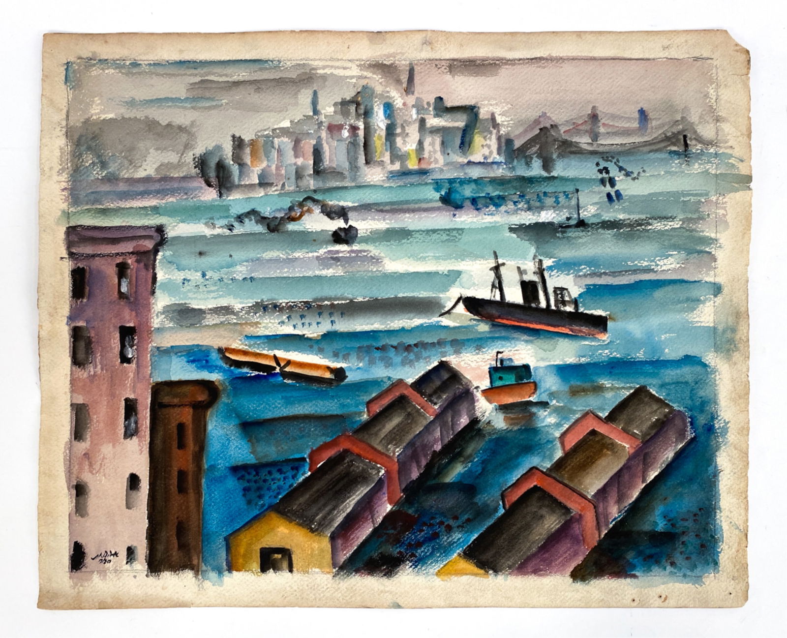 NATHANIAL DIRK (1895-1961) WATERCOLOR NYC (1 of 7)