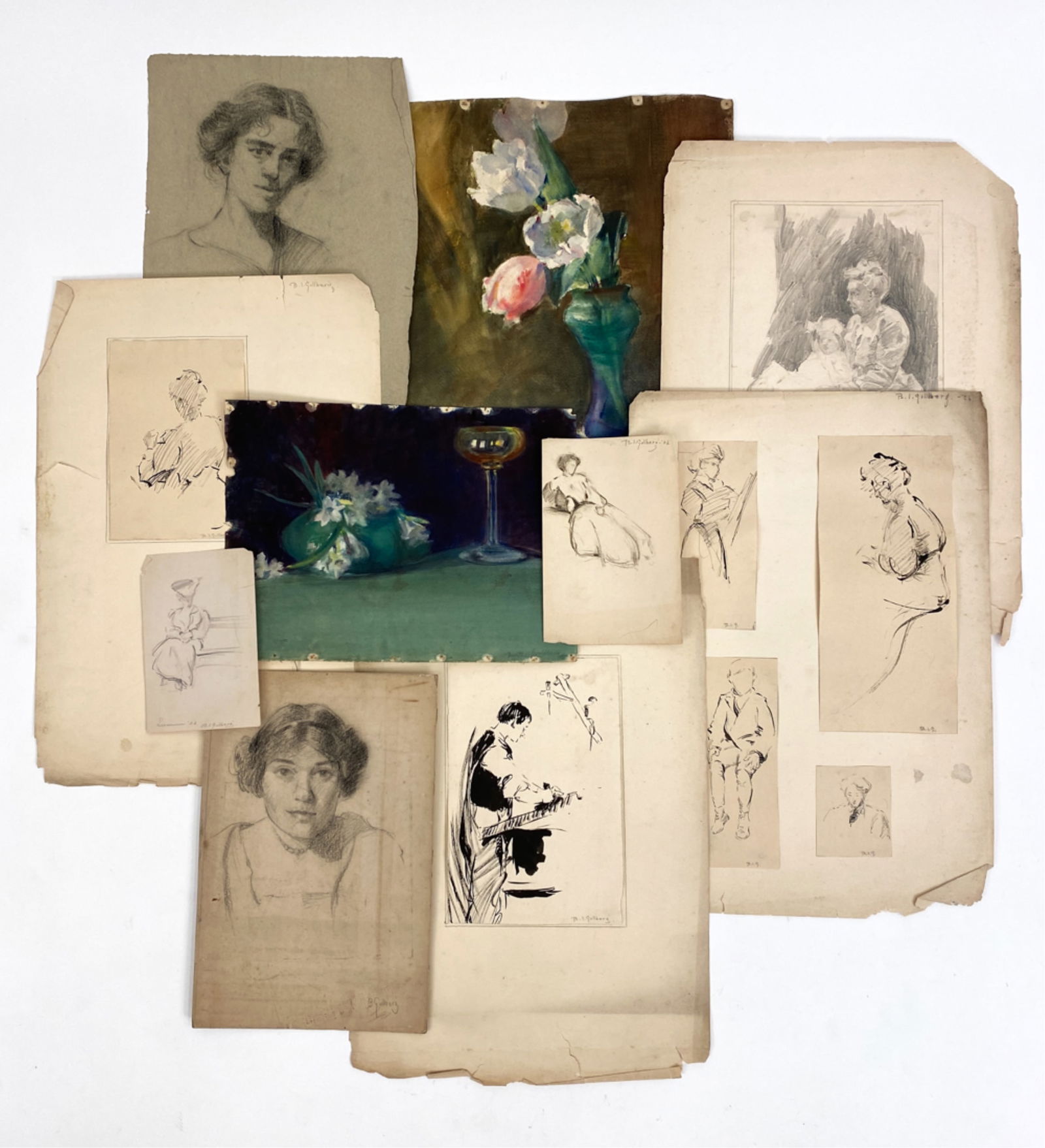 (9) B. GULLBERG DRAWINGS/WATERCOLORS (1 of 20)