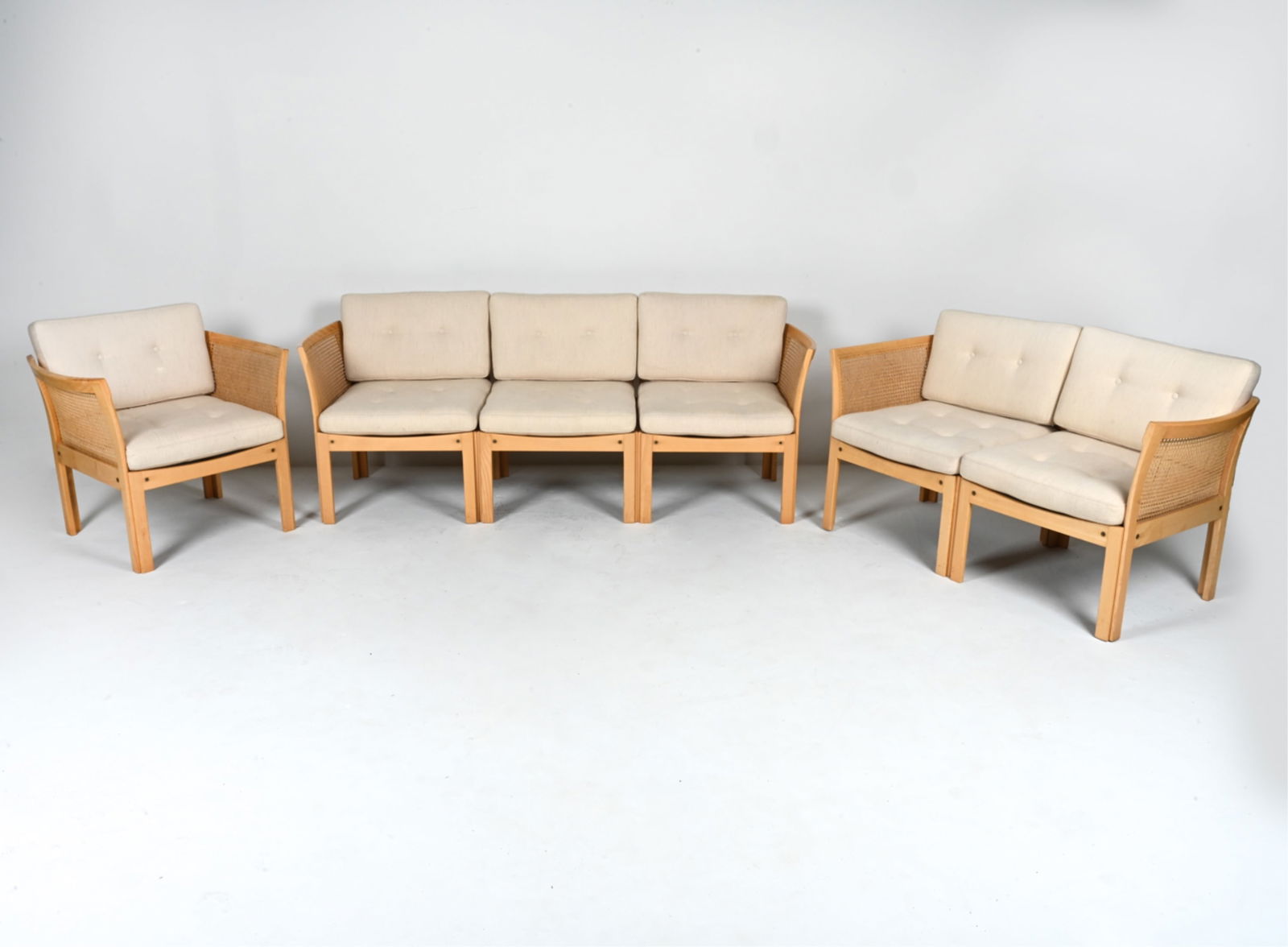 ILLUM WIKKELSO FOR SILKEBORG CANED SEATING SUITE (1 of 20)