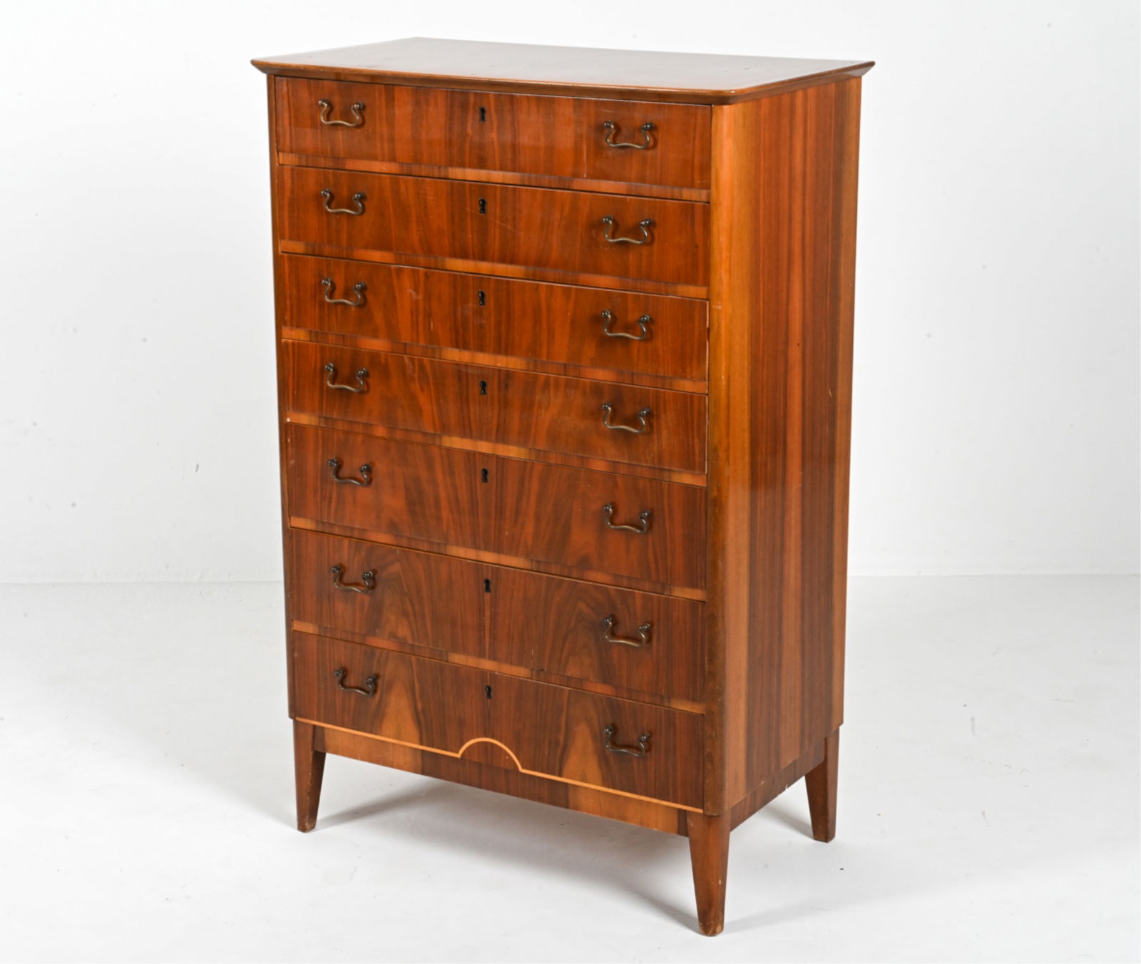 DANISH CABINETMAKER WALNUT TALL CHEST, C. 1950'S (1 of 20)
