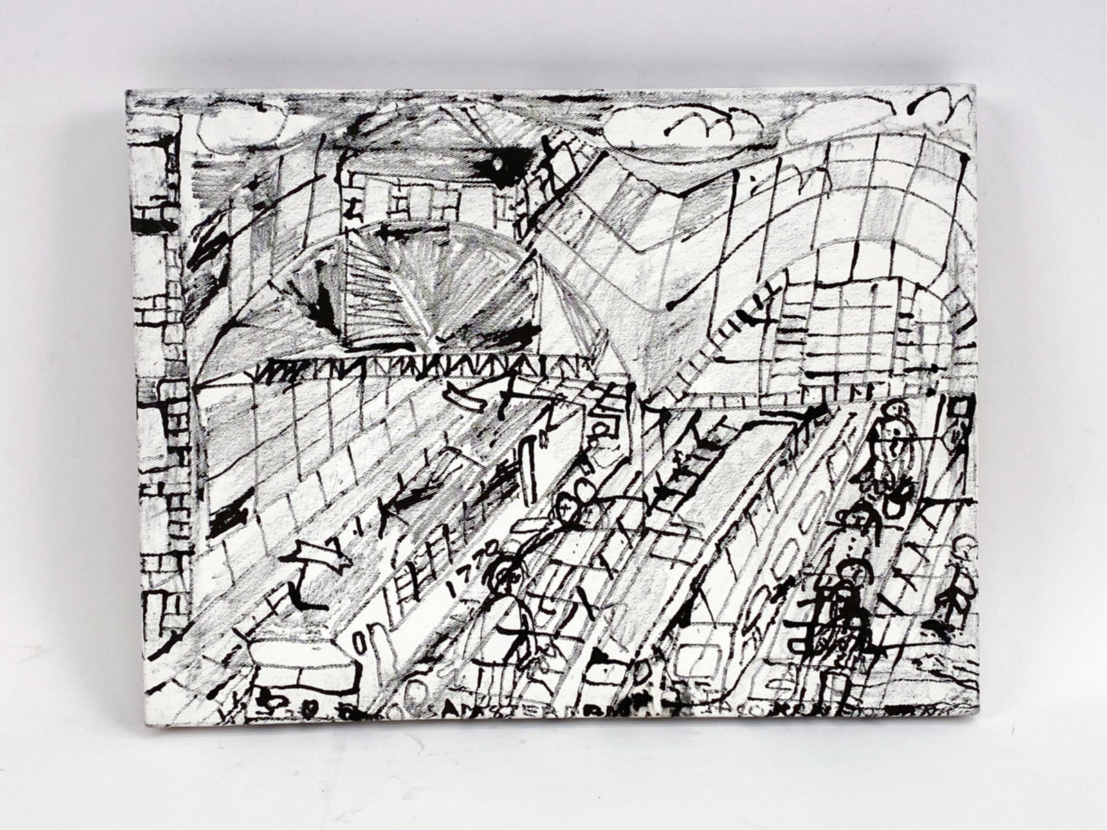 JACO KRANENDONK, NETHERLANDS (B. 1951) MIXED MEDIA: Mixed media on canvas, titled "Amsterdam CS." Signed, titled on lower edge. Dimensions: H 12" x W 16" Condition: Some rubs at the edges. Jaco Kranendonk was born and raised in Rotterdam, and has alway