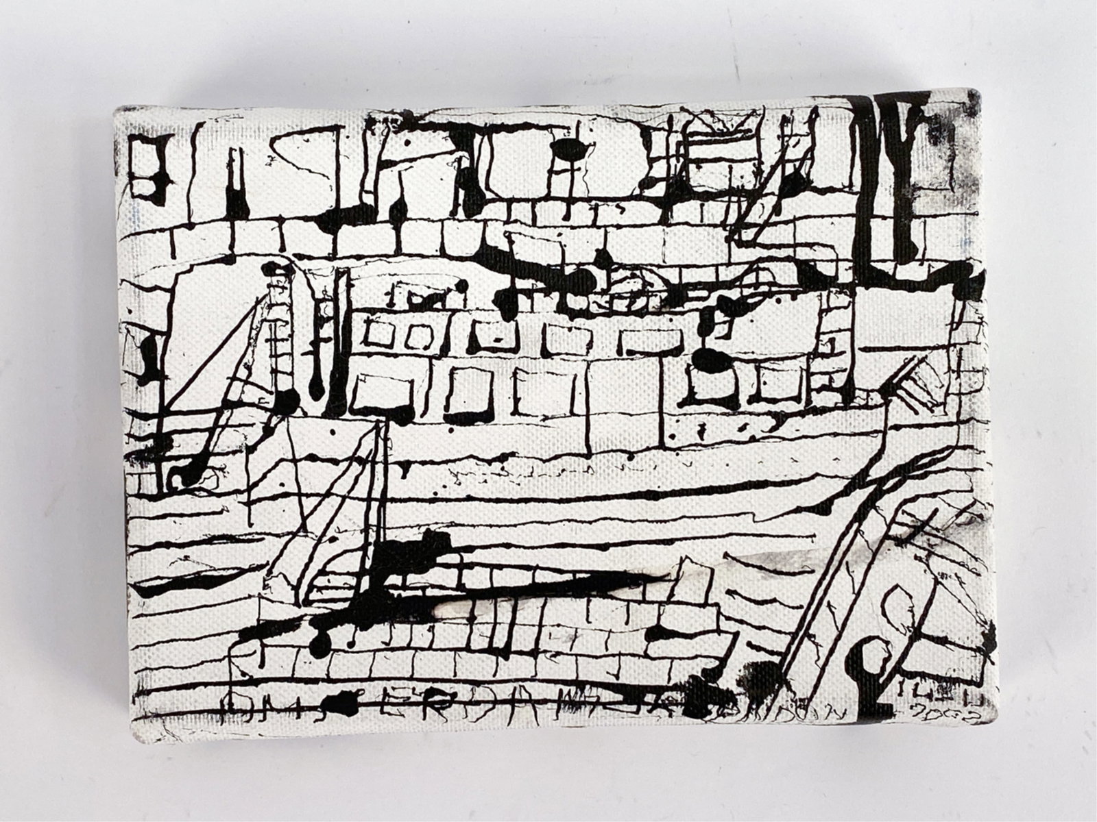 JACO KRANENDONK, NETHERLANDS (B. 1951) MIXED MEDIA: Mixed media on canvas, titled, possibly signed lower edge. Dimensions: H 5" x W 7" Condition: Some smudging. Jaco Kranendonk was born and raised in Rotterdam, and has always been fascinated with ships