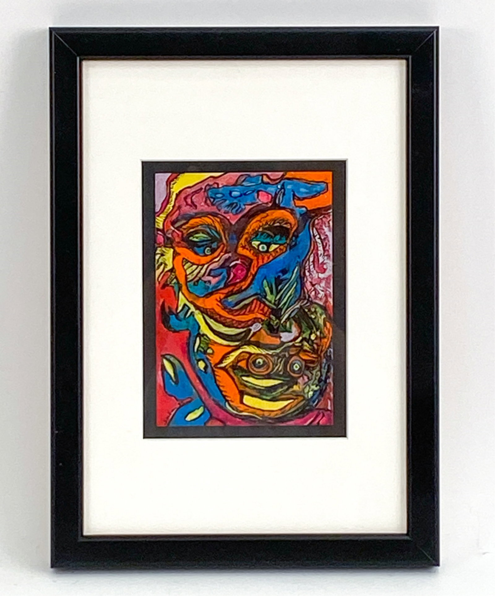 ODY SABAN, TURKISH (B. 1953) ACRYLIC ON PAPER: Abstracted faces, etc. Signed and dated lower left. Dimensions: (Frame) H 12.75" x W 9", (Sight) H 6" x W 4" Condition: A couple small marks to the frame. Saban was born in Istanbul to a Jewish Sephar