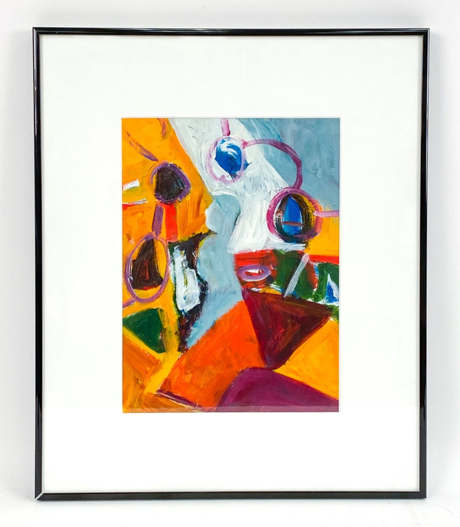 ED RAMSBURG, MARYLAND (20TH C.) ACRYLIC ON PAPER: Titled "Give Me A Kiss Babe!" Signed lower center. Dimensions: (Frame) H 18.5" x W 15.25", (Sight) H 11.5" x W 8.5" Condition: Light marks to the frame. Ed Ramsburg is from a rural Maryland upbringing