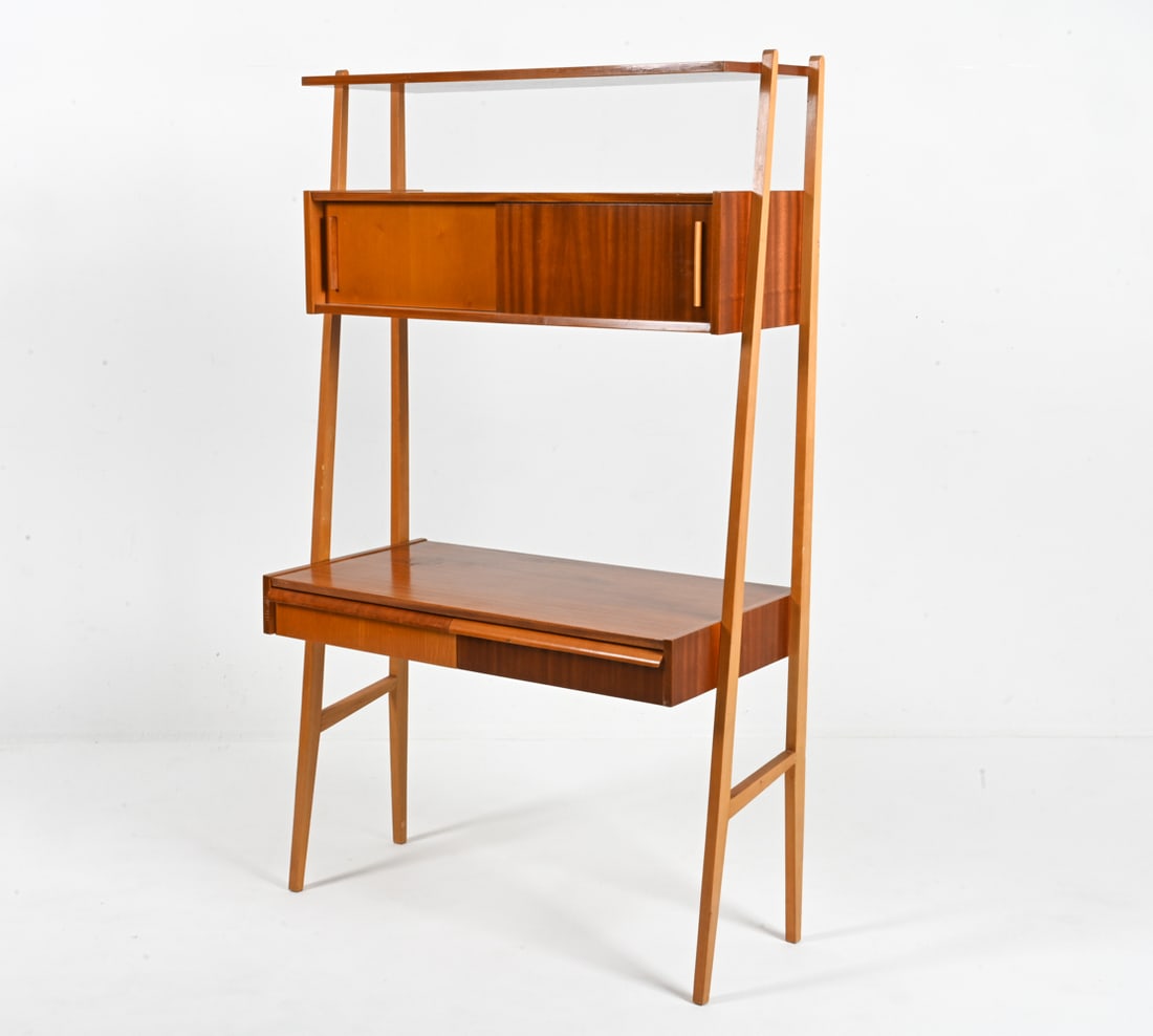 SWEDISH MID-CENTURY TEAK & BEECH ETAGERE DESK (1 of 20)