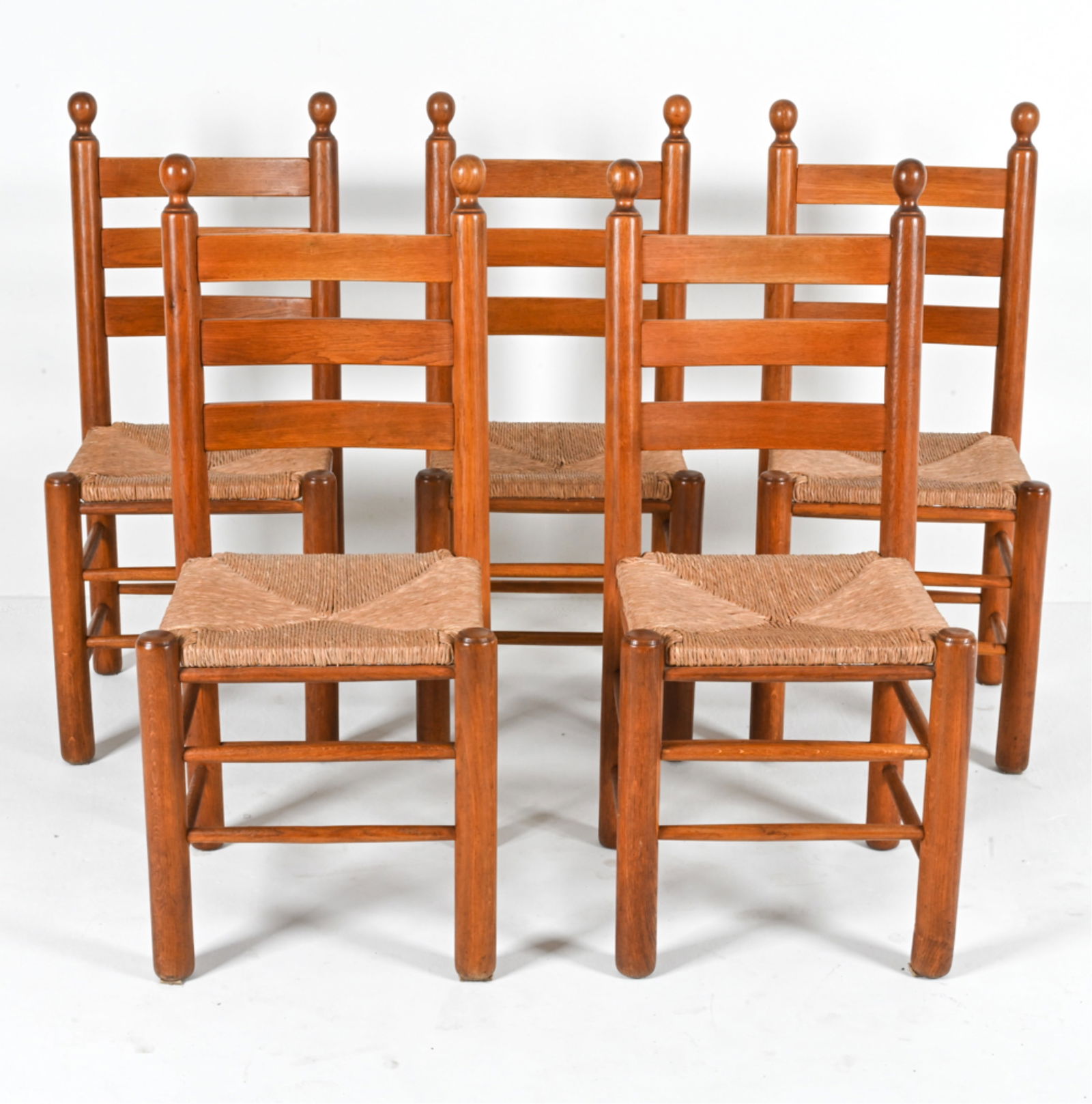 (5) MANNER OF DUDOUYT OAK & RUSH DINING CHAIRS (1 of 20)