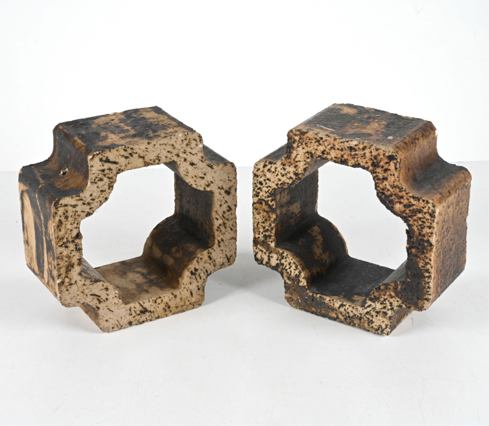 PAIR OF BRUTALIST STUDIO CERAMIC SCULPTURES (1 of 18)
