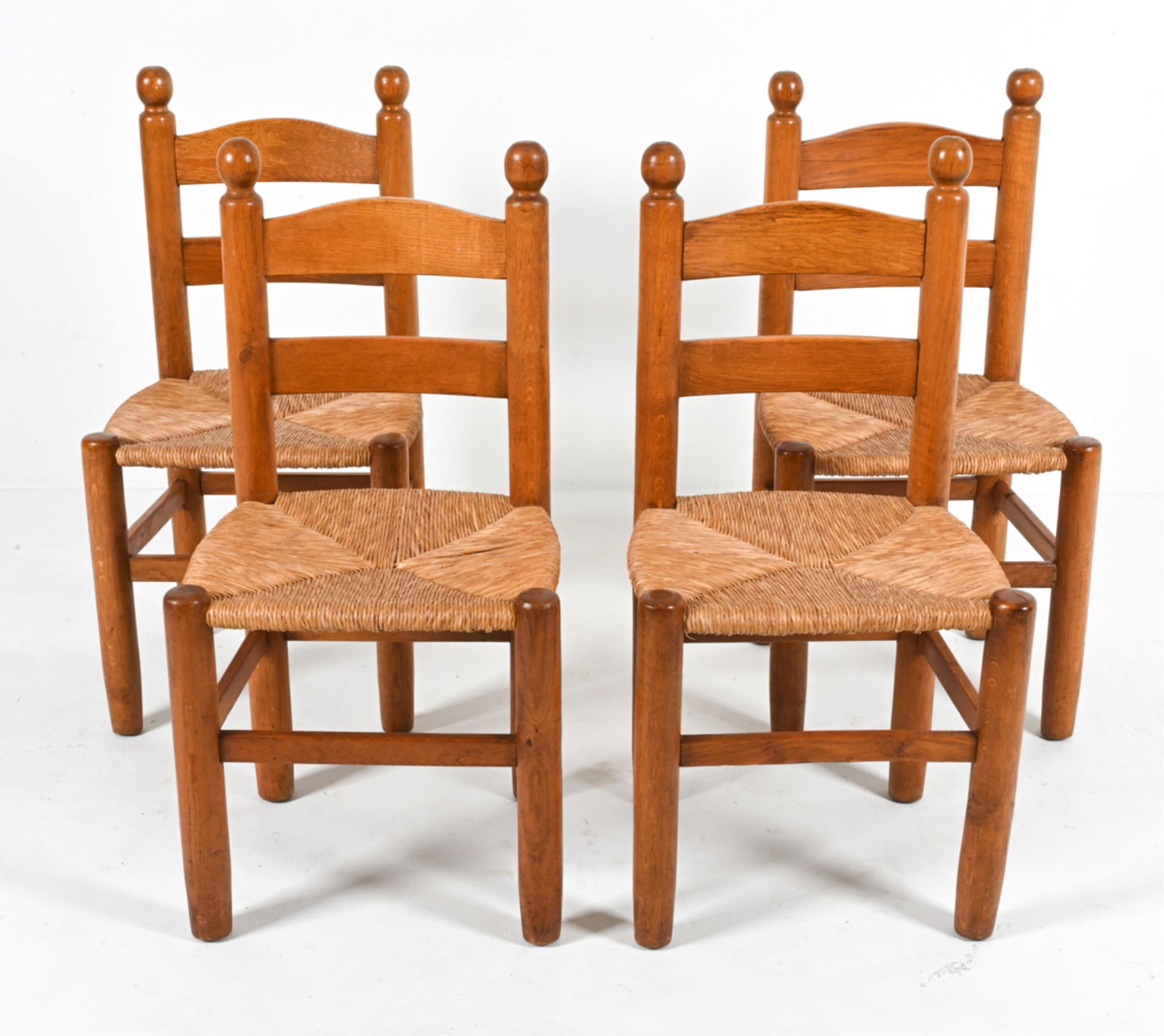 (4) MANNER OF DUDOUYT OAK & RUSH DINING CHAIRS (1 of 19)