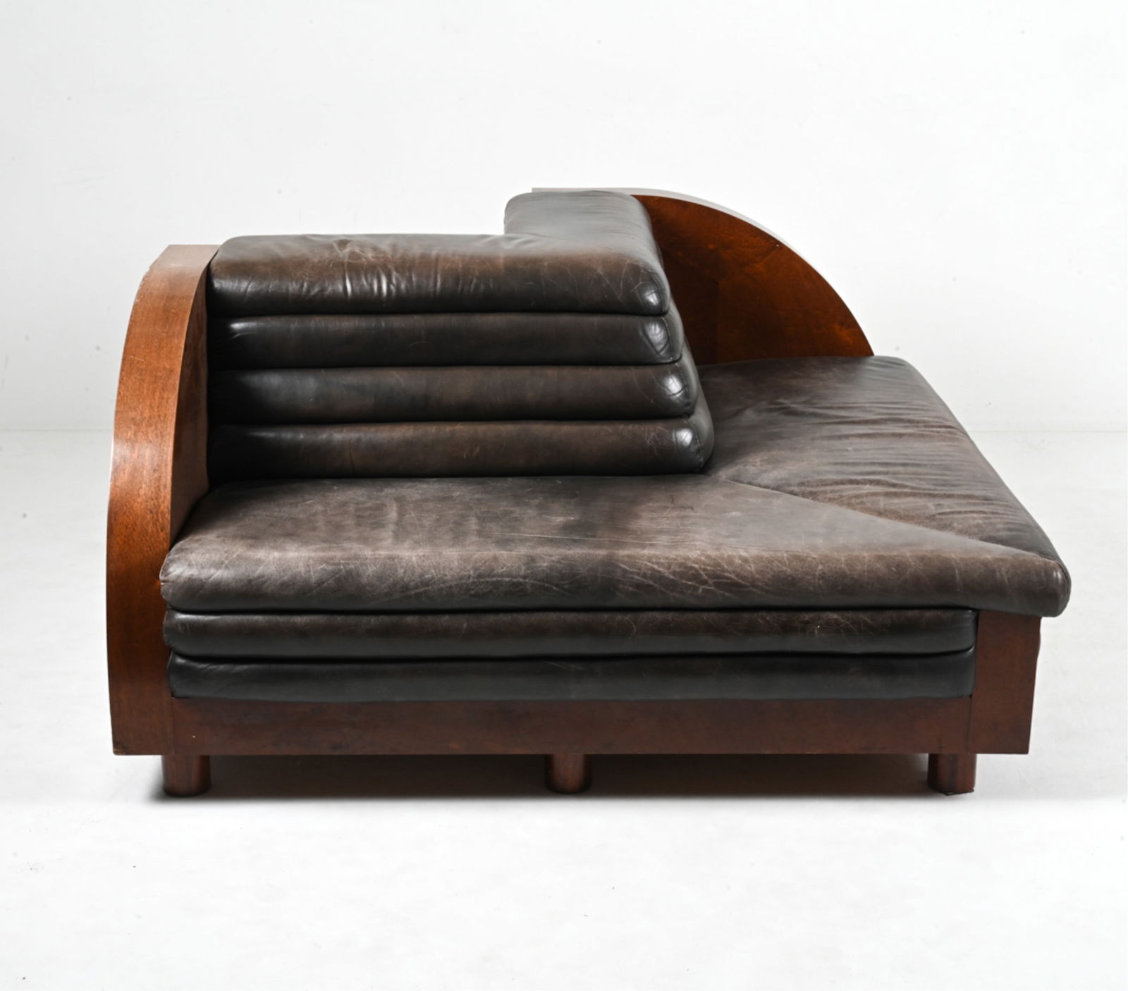 UNUSUAL ART DECO STYLE LEATHER CORNER SOFA (1 of 20)