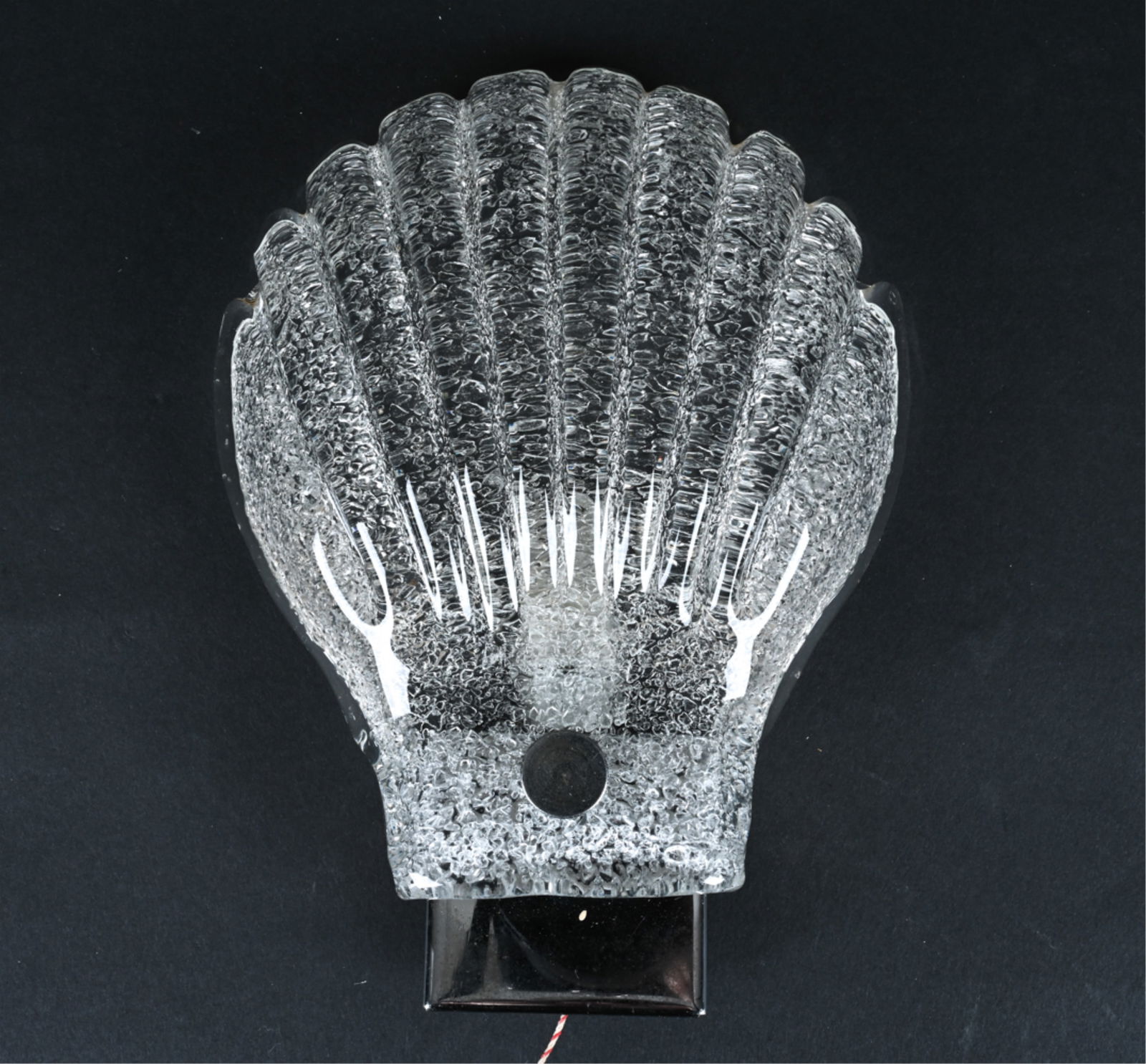 GERMAN ICE GLASS SHELL SCONCE, C. 1970'S (1 of 15)