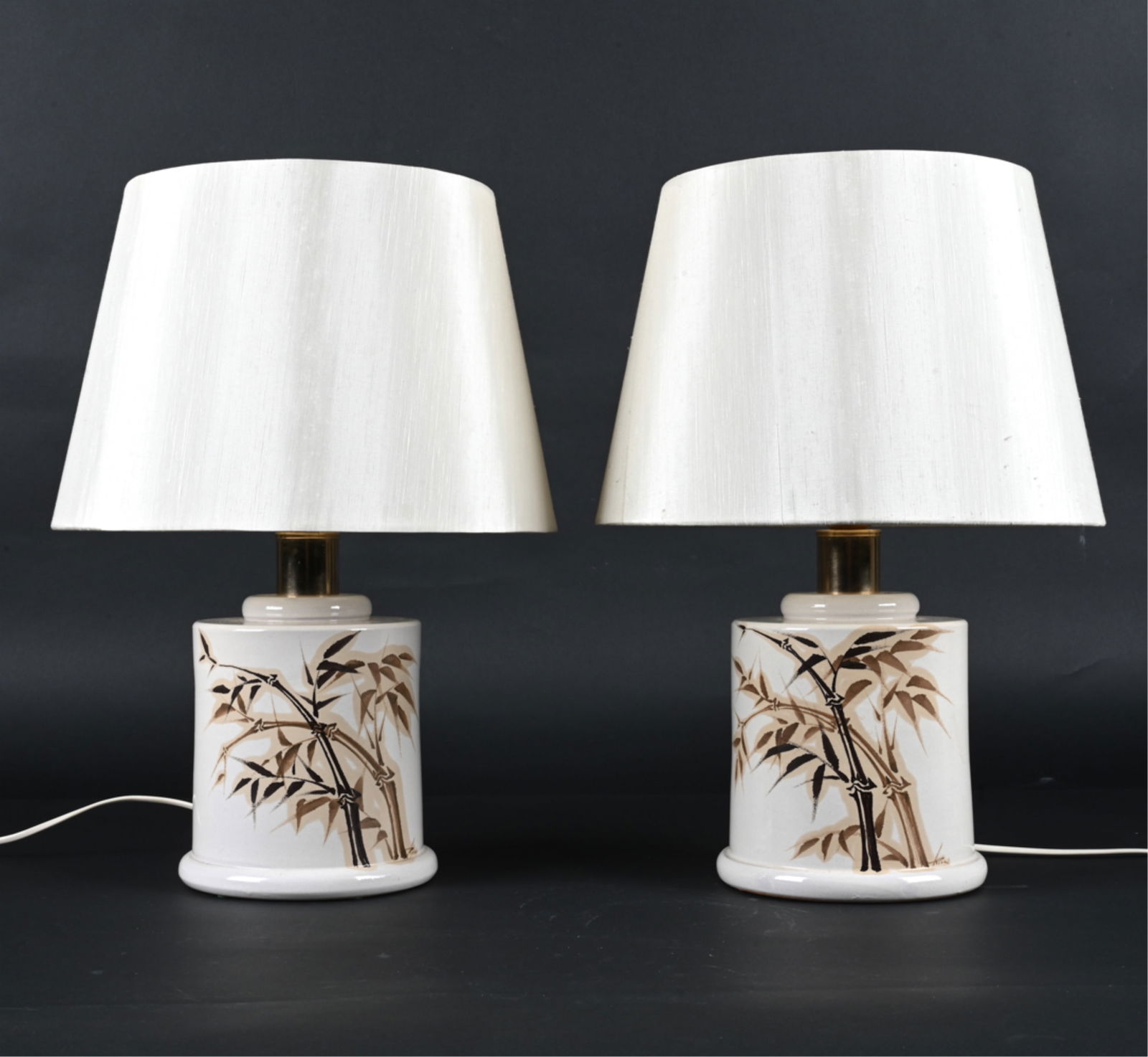 (2) SWEDISH MID-CENTURY CERAMIC BAMBOO MOTIF LAMPS (1 of 15)