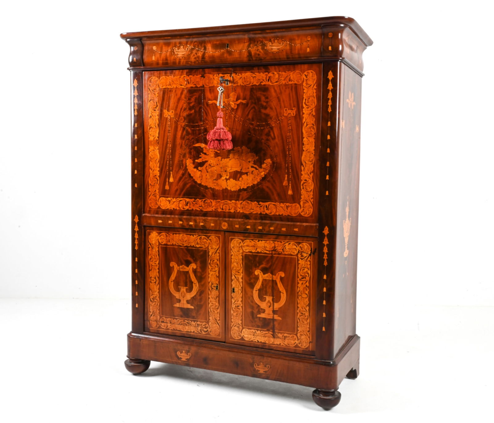 19TH C. MARQUETRY INLAID SECRETAIRE A ABATTANT (1 of 17)
