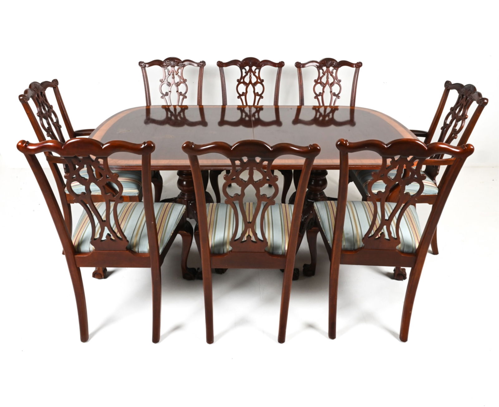 ETHAN ALLEN CHIPPENDALE-STYLE MAHOGANY DINING SET (1 of 20)
