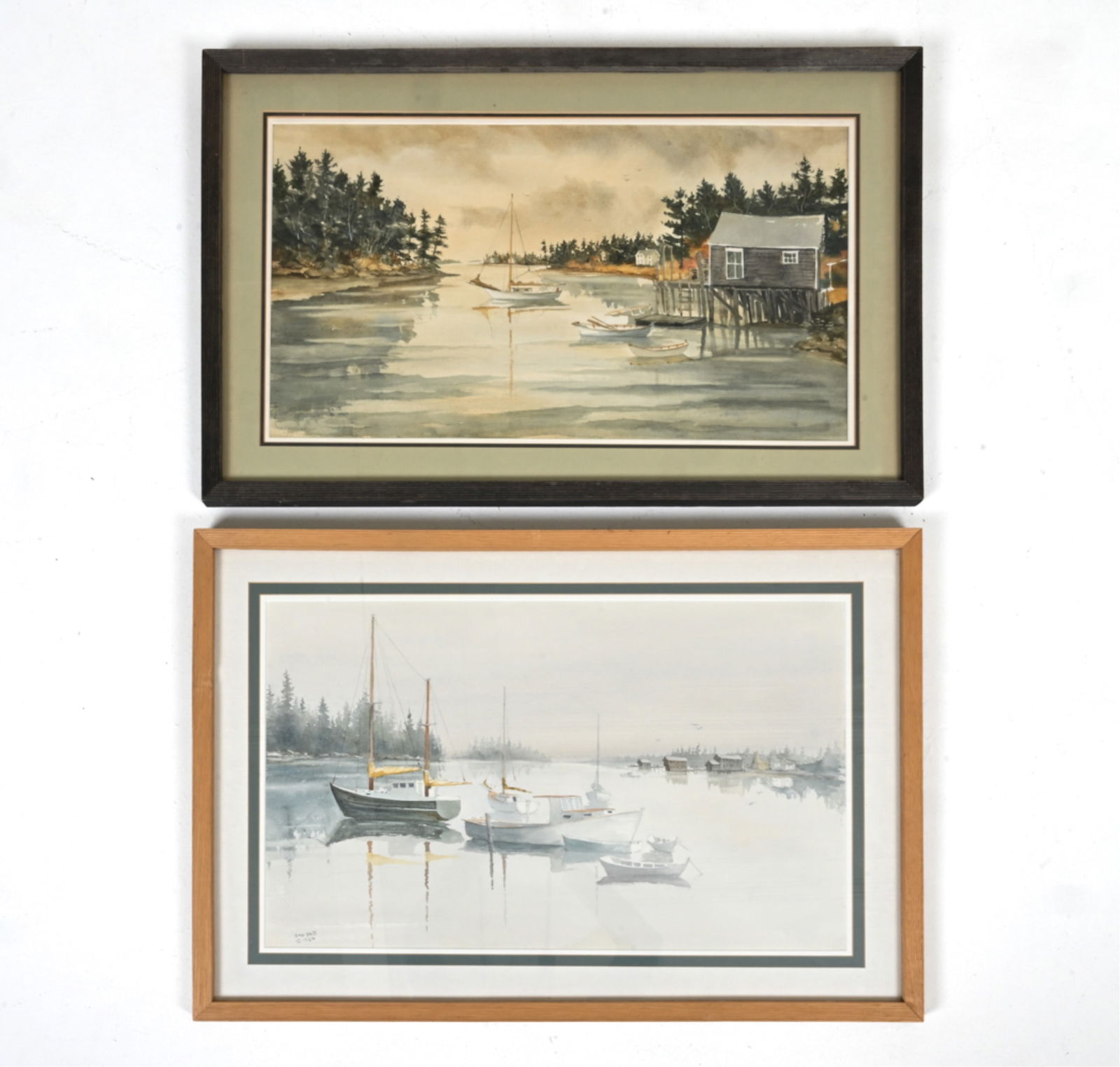 (2) DAN BRITT ORIGINAL WATERCOLOR HARBOR SCENES (1 of 17)