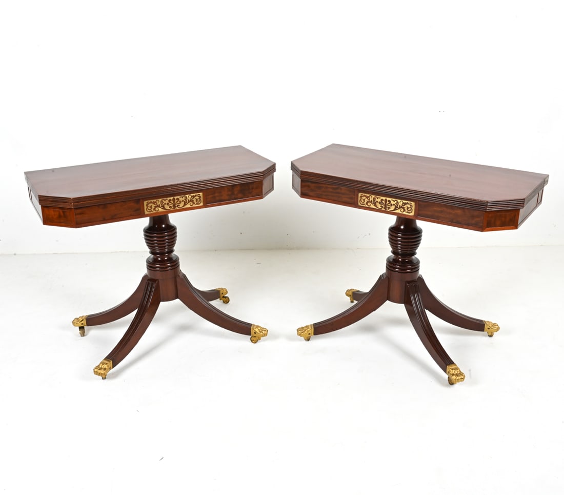 PAIR BRASS-MOUNTED MAHOGANY CARD TABLES, C. 1810 (1 of 20)