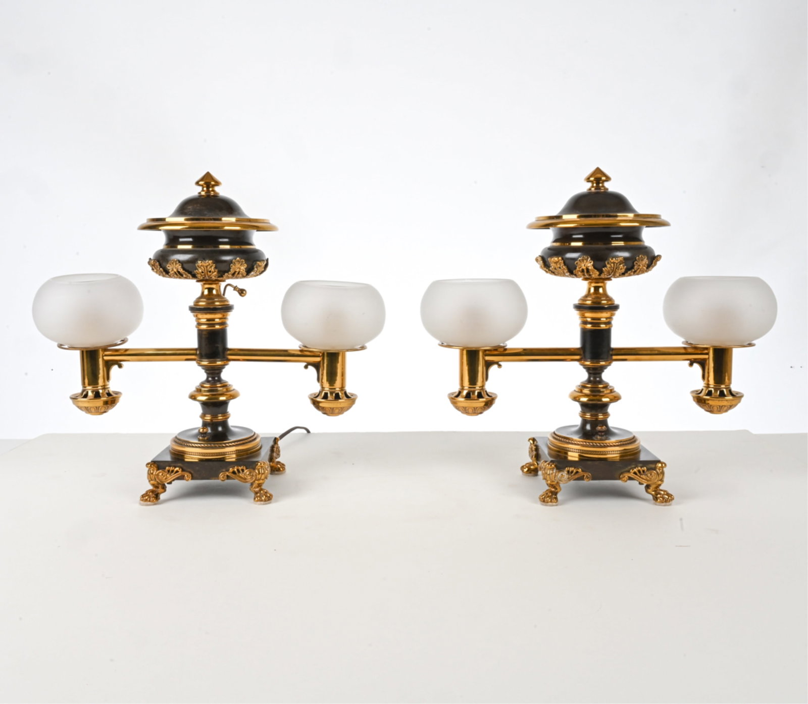 PAIR OF FRENCH NEOCLASSICAL BRONZE ARGON LAMPS (1 of 20)