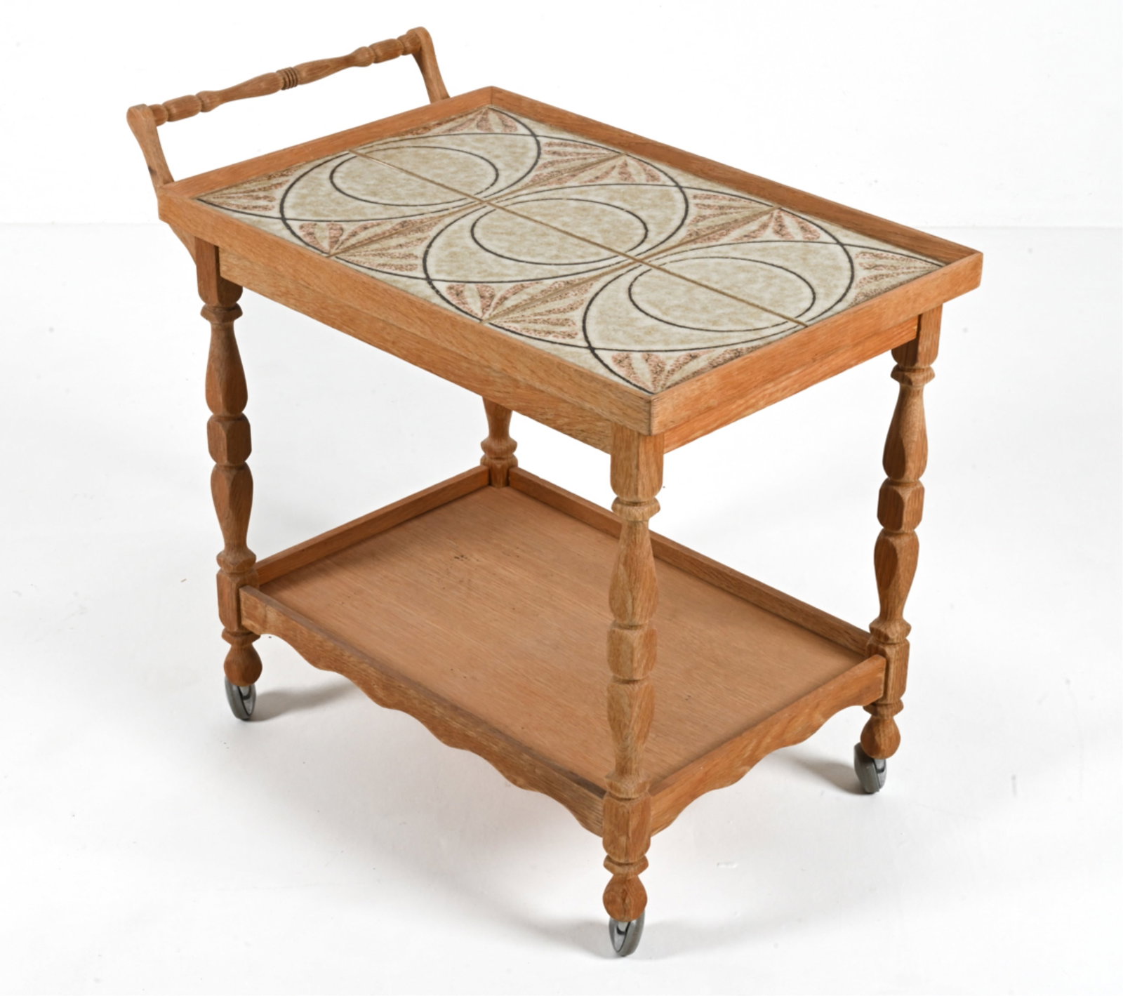 SCANDINAVIAN OAK & CERAMIC TILE BAR CART (1 of 17)