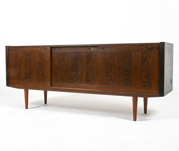 SKOVBY MOBELFABRIK DANISH OAK SIDEBOARD: c. 1970's. Dimensions: H 31" x W 77.5" x D 18.75" Conditions: Missing shelves. Minor nicks and dents; light surface wear consistent with age and use. DMC056