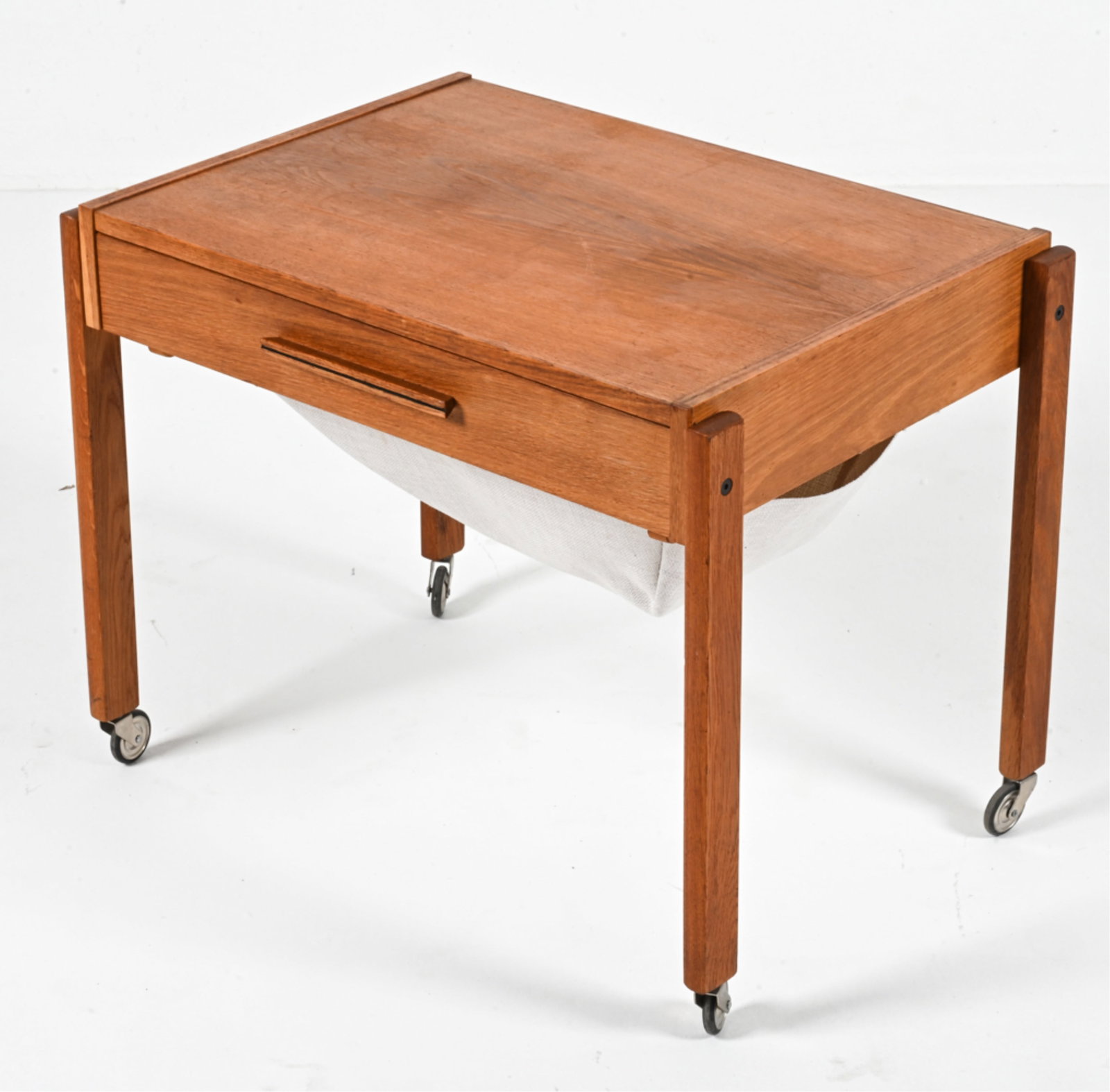 DANISH MID-CENTURY OAK & CANVAS SEWING TABLE (1 of 20)