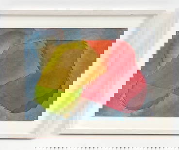 GARTH EVANS ABSTRACT WATERCOLOR GEOMETRIC SHAPES: Apparently unsigned, float mounted. Dimensions: H 14" x W 17.75" Condition: pin holes at corners of paper. Few marks to frame.