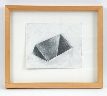 GARTH EVANS ABSTRACT CHARCOAL DRAWING: Float mounted. Initialed G.E. numbered 15/56. With dedication on backing. Dimensions: H 14.5" x W 17.5" Condition: Pinholes to corners of paper.