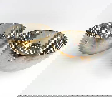 PAIR RICHARD MEIER SWID POWELL SILVERPLATE BOWLS: Designed by Richard Meier for Swid Powell; c. 1980's. Signed underneath. Dimensions: H 6" x Dia. 10" Condition: Handling marks, surface tarnish.