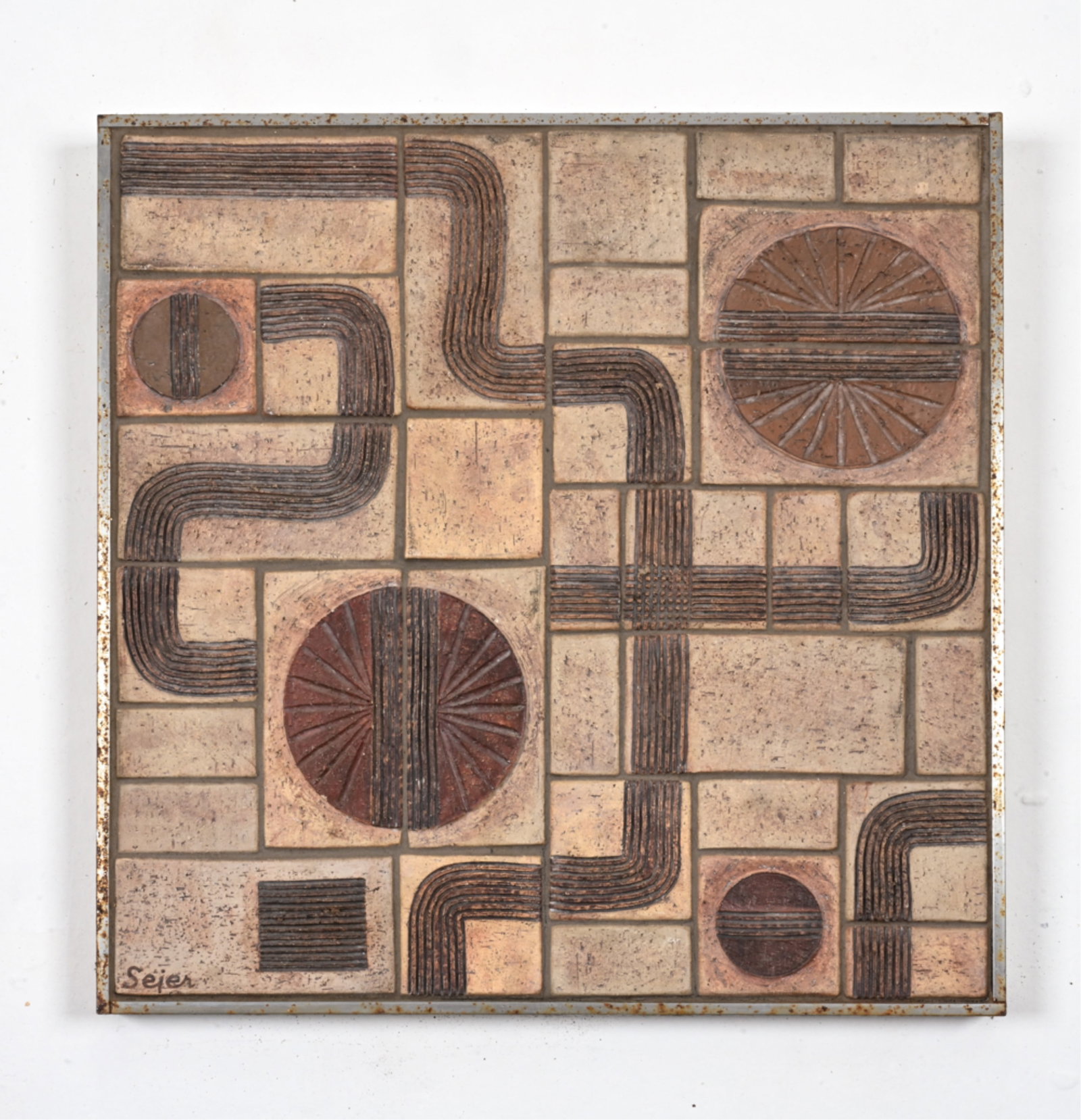 SEJER KERAMIK DANISH ABSTRACT TILE MOSAIC PLAQUE (1 of 8)