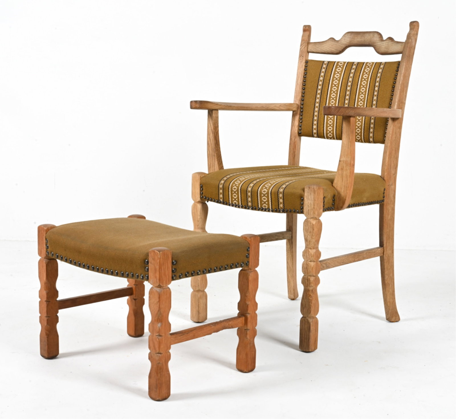 MANNER OF HENNING KJAERNULF OAK ARMCHAIR & OTTOMAN (1 of 16)