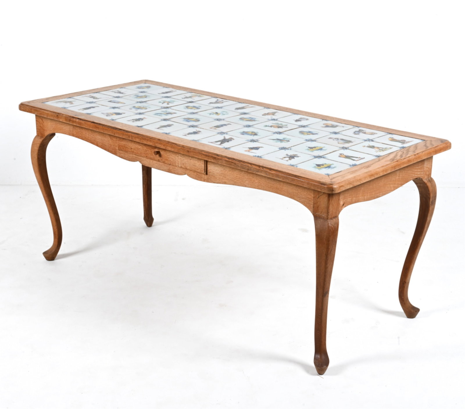 SWEDISH OAK & DELFT TILE OCCASIONAL TABLE (1 of 18)