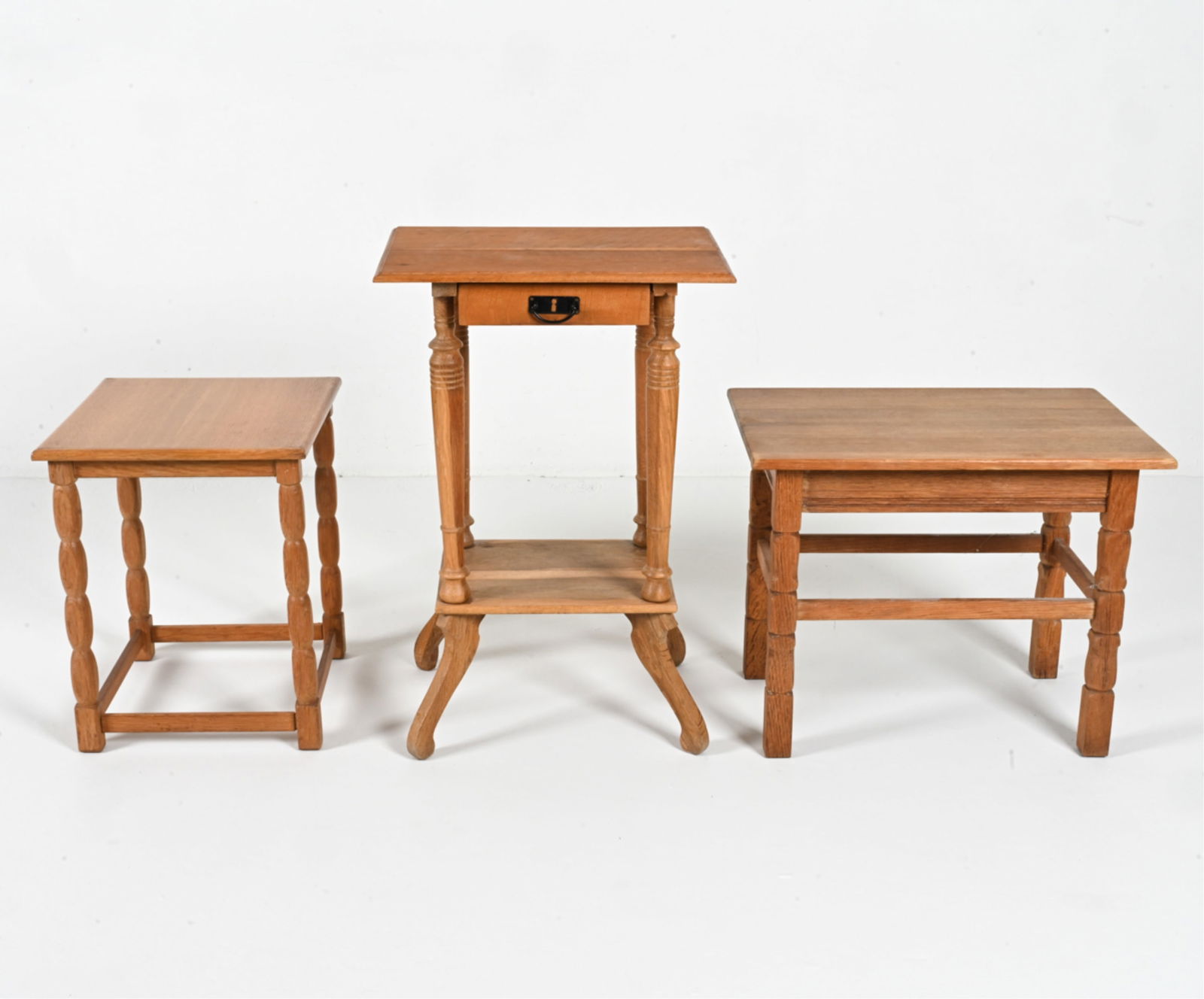 (3) SCANDINAVIAN MODERN OAK END TABLES (1 of 13)