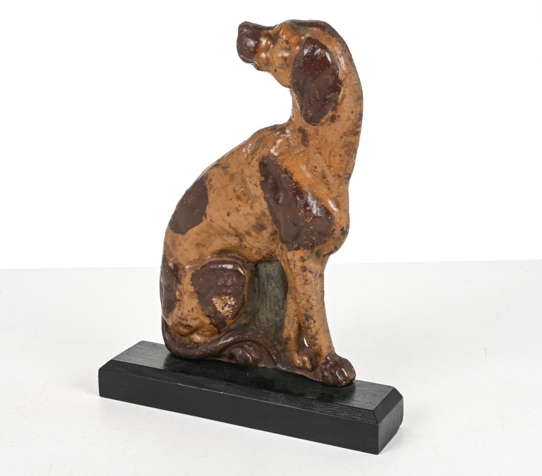 ANTIQUE PAINTED CAST IRON DOG DOORSTOP (1 of 14)