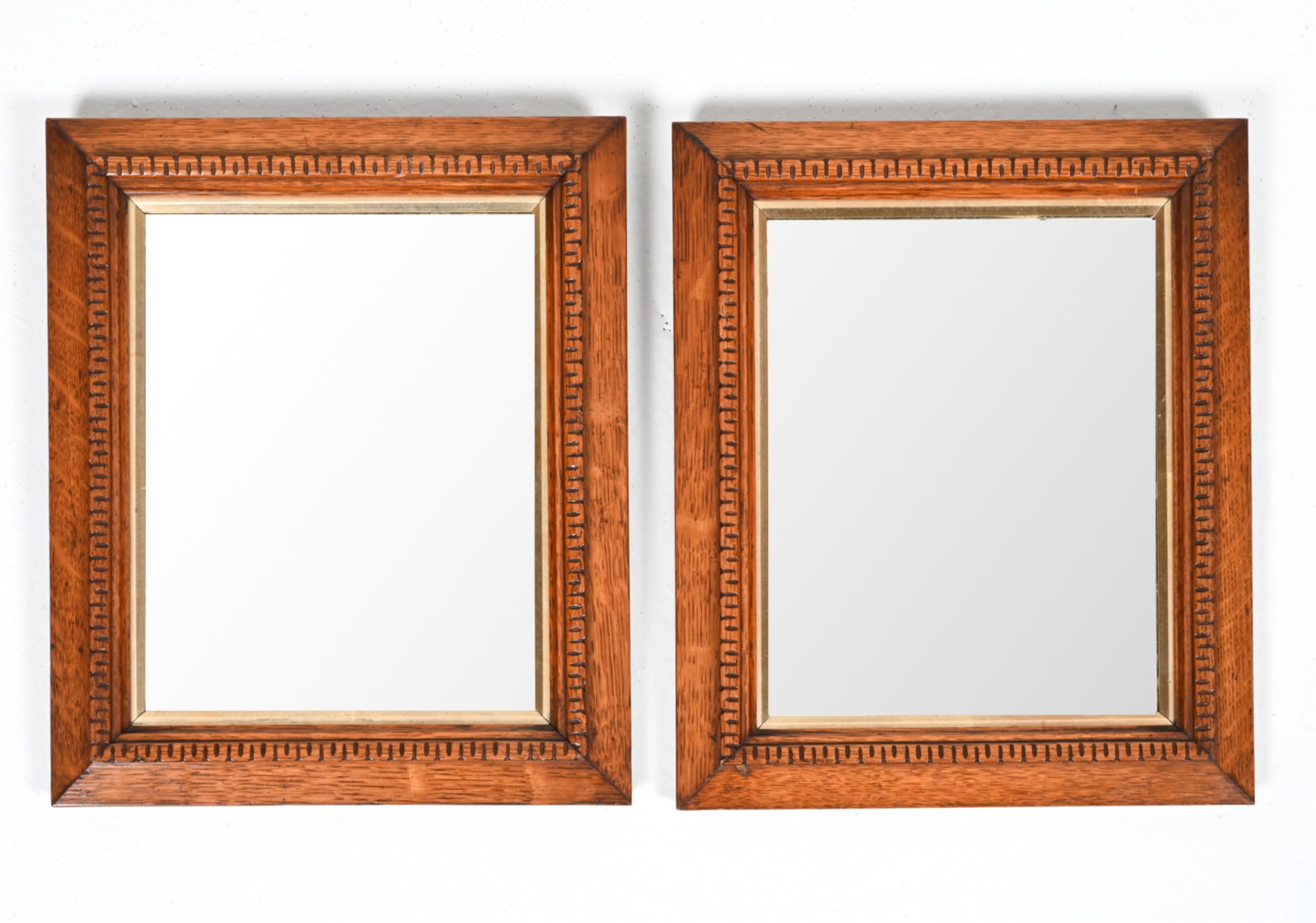 PAIR OF PETITE ARTS & CRAFTS TIGER OAK MIRRORS (1 of 7)