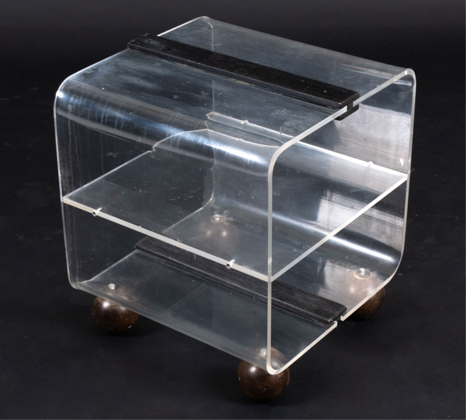 1970'S LUCITE & WOOD END TABLE (1 of 13)
