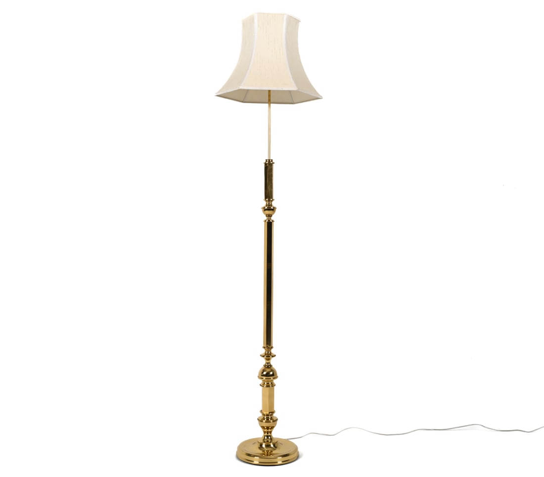 SCANDINAVIAN POLISHED BRASS COLUMN FLOOR LAMP (1 of 20)