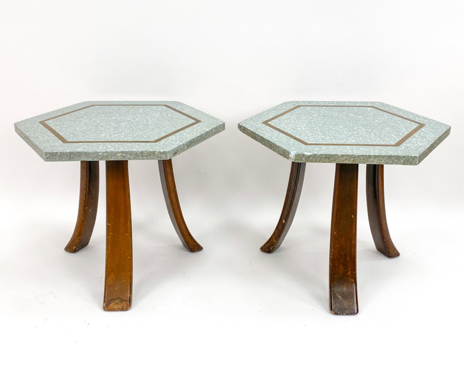 PAIR HARVEY PROBBER TERRAZZO SIDE TABLES (1 of 14)