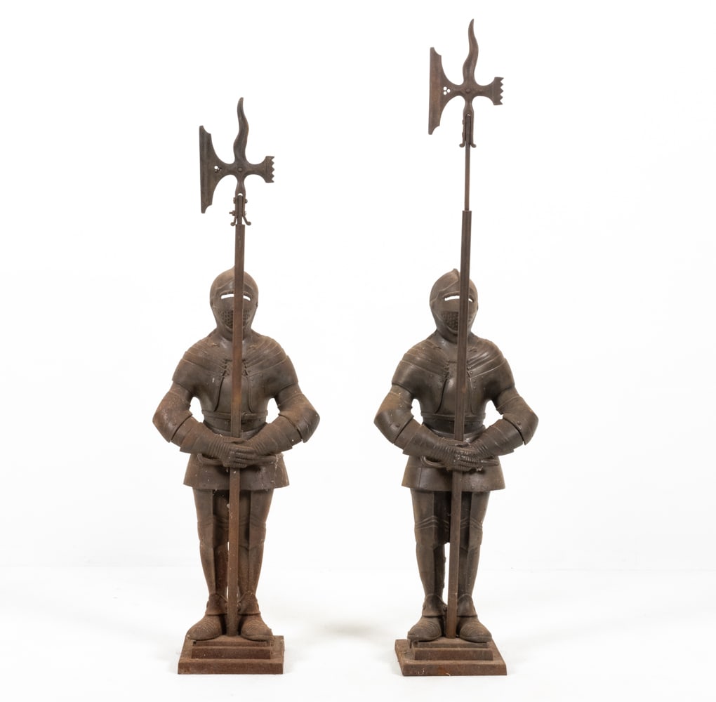 PAIR OF IRON ARMORED KNIGHT FIRESIDE COMPANIONS (1 of 10)