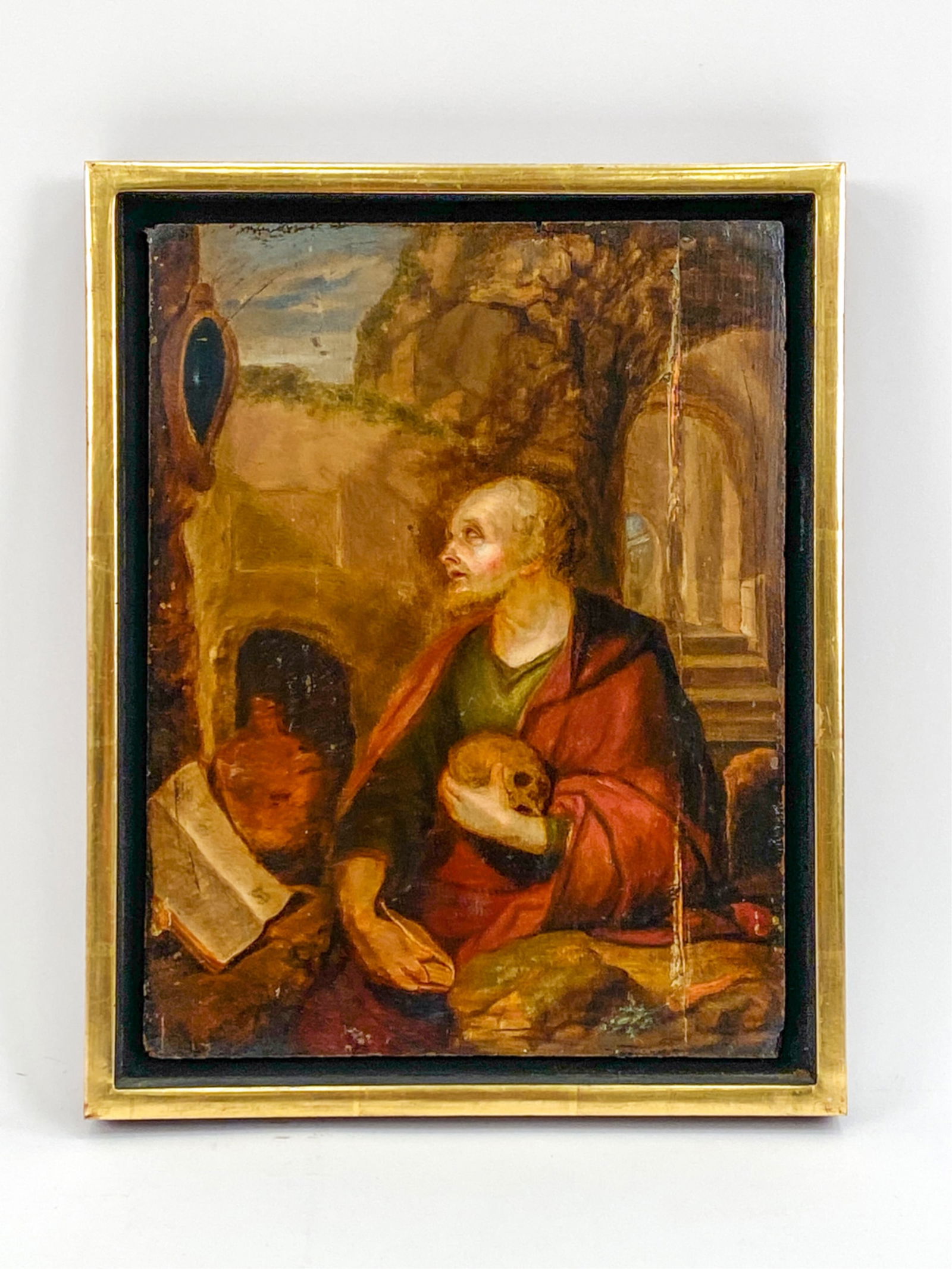 17TH C. FLEMISH ST. JEROME OIL ON PANEL (1 of 8)