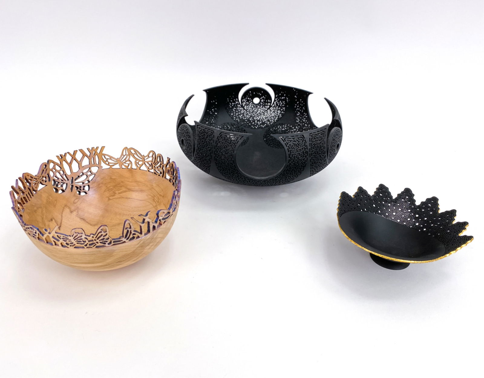 (3) CRAFT TURNED WOODEN BOWLS (1 of 16)