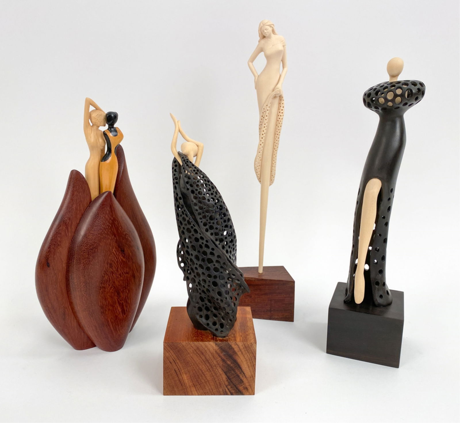 (4) CARVED WOOD FIGURES MONOGRAMMED (1 of 20)