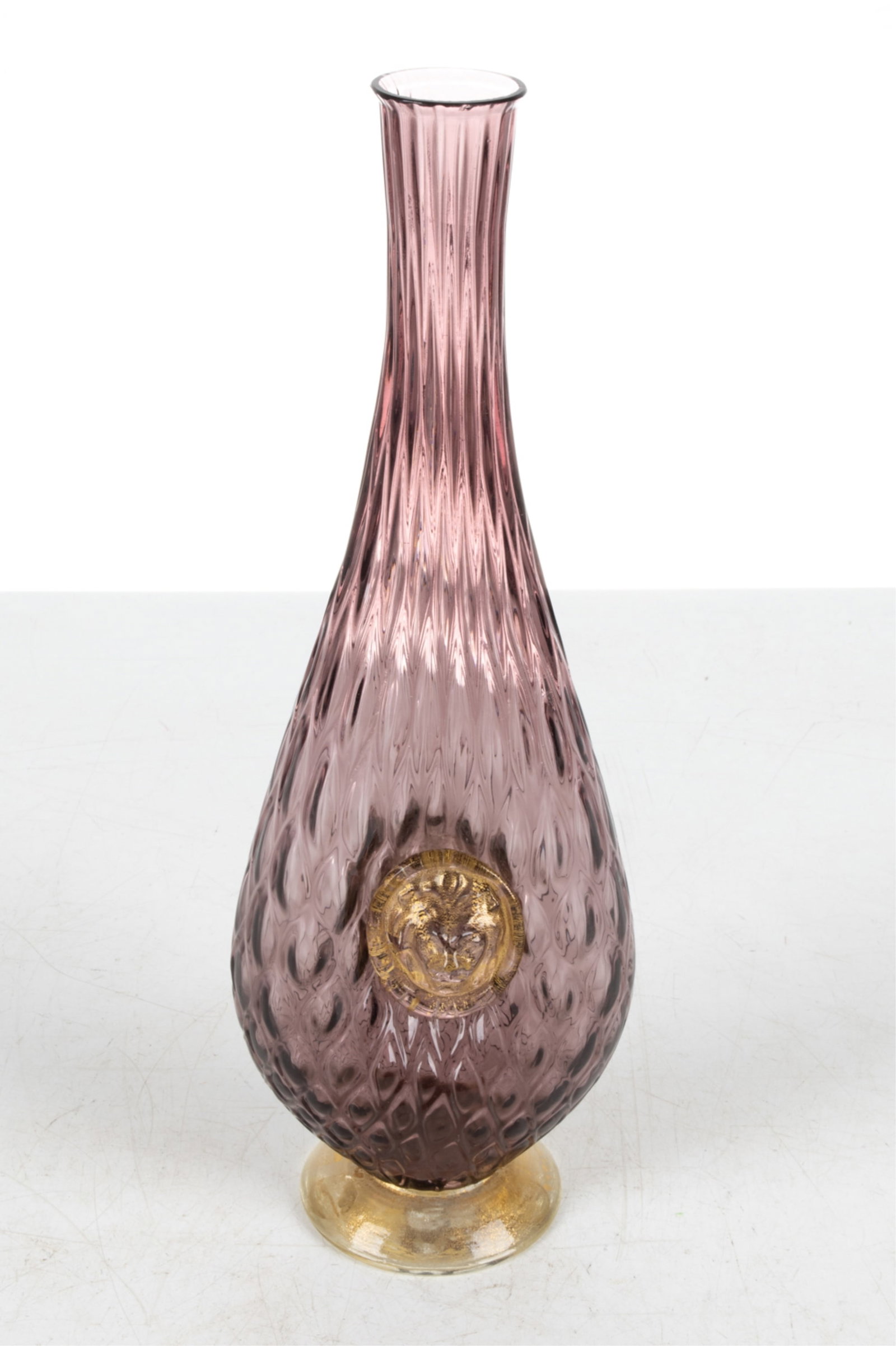 MURANO GLASS LION'S HEAD BOTTLE VASE, C. 1950'S (1 of 7)
