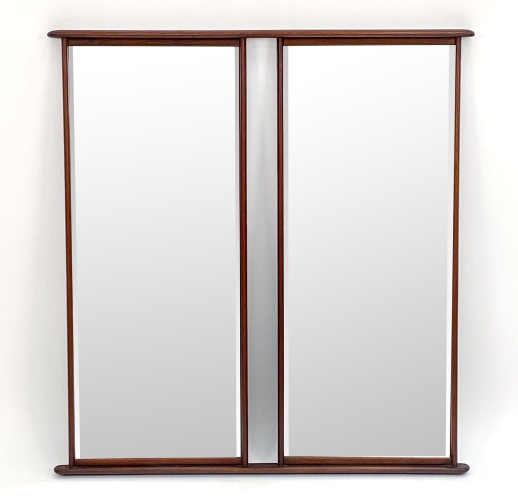 MID-CENTURY WALNUT FRAME DOUBLE MIRROR (1 of 2)