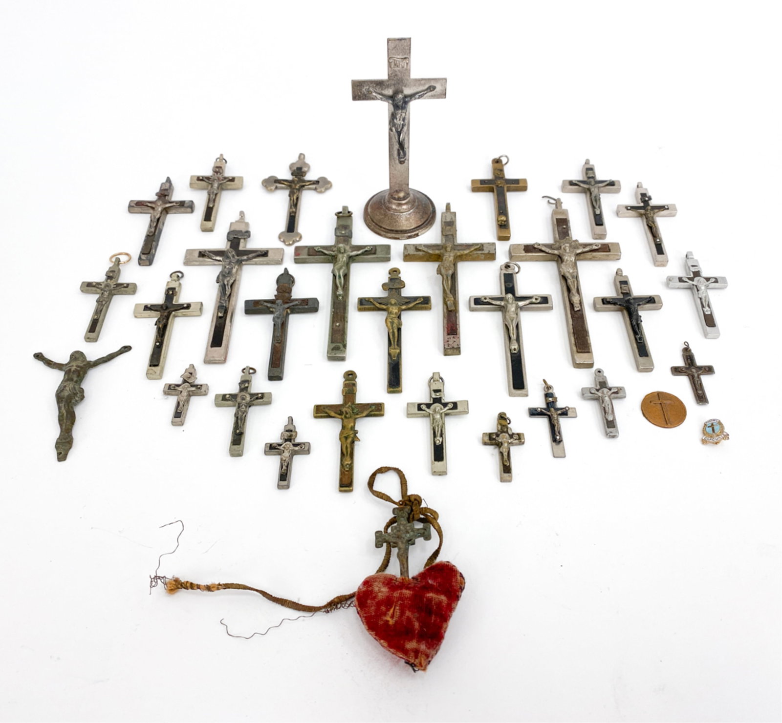 GROUP OF VINTAGE & ANTIQUE WOOD & METAL CRUCIFIXES (1 of 10)