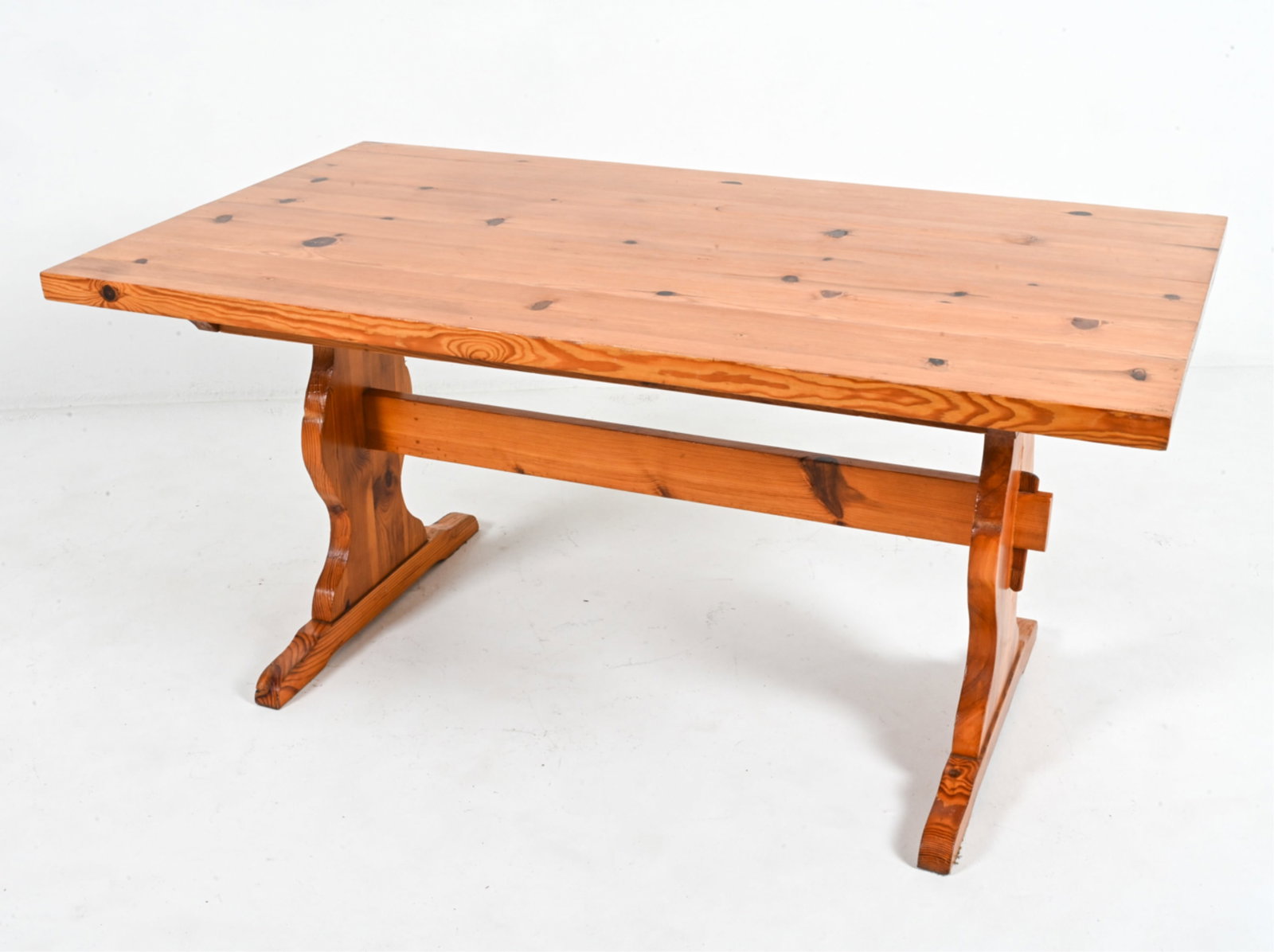 SWEDISH PINE TRESTLE DINING TABLE, C. 1970'S (1 of 13)