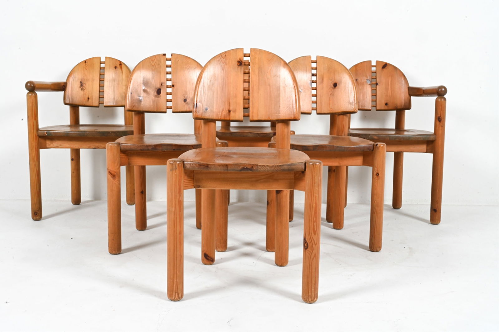 (6) RAINER DAUMILLER PINE DINING CHAIRS, C. 1970'S (1 of 15)